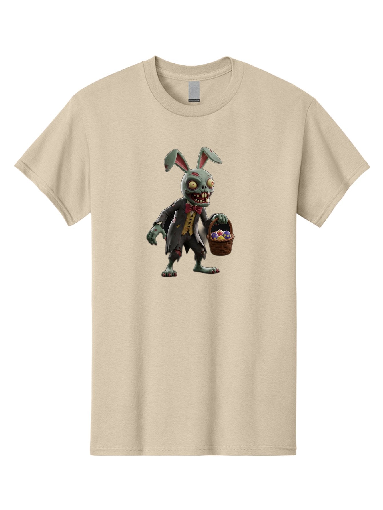 Zombie-Bunny Men'S Graphic Tee, 100% Cotton, Comfortable Casual Summer Wear, Machine Washable, Zombie Easter Bunny, Undead Rabbit, Easter Eggs, Horror Bunny, Creepy Rabbit, Zombie Character, Easter Basket, Colorful Eggs, Spooky Easter, Bab601 8