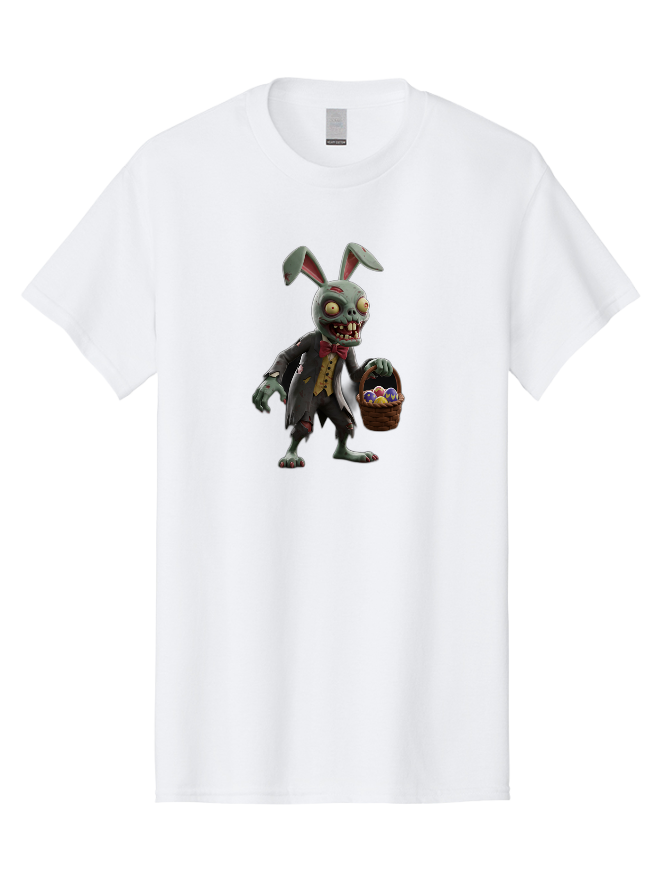 Zombie-Bunny Men'S Graphic Tee, 100% Cotton, Comfortable Casual Summer Wear, Machine Washable, Zombie Easter Bunny, Undead Rabbit, Easter Eggs, Horror Bunny, Creepy Rabbit, Zombie Character, Easter Basket, Colorful Eggs, Spooky Easter, Bab601 9