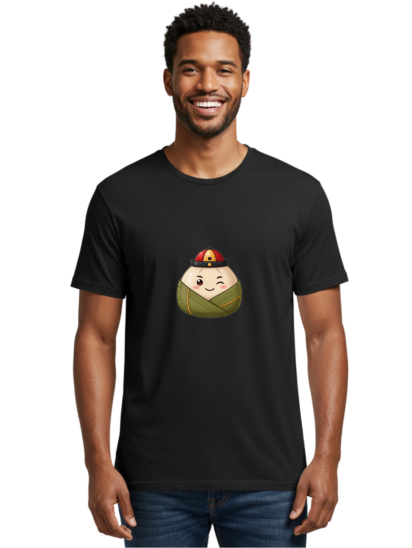 Zongzi-1 Men'S Graphic Tee, 100% Cotton, Comfortable Casual Summer Wear, Machine Washable, Zongzi Dumpling, Chinese Rice Dumpling, Dragon Boat Festival, Traditional Food, Cartoon Dumpling, Wrapped Dumpling, Smiling Dumpling, Bab602 17