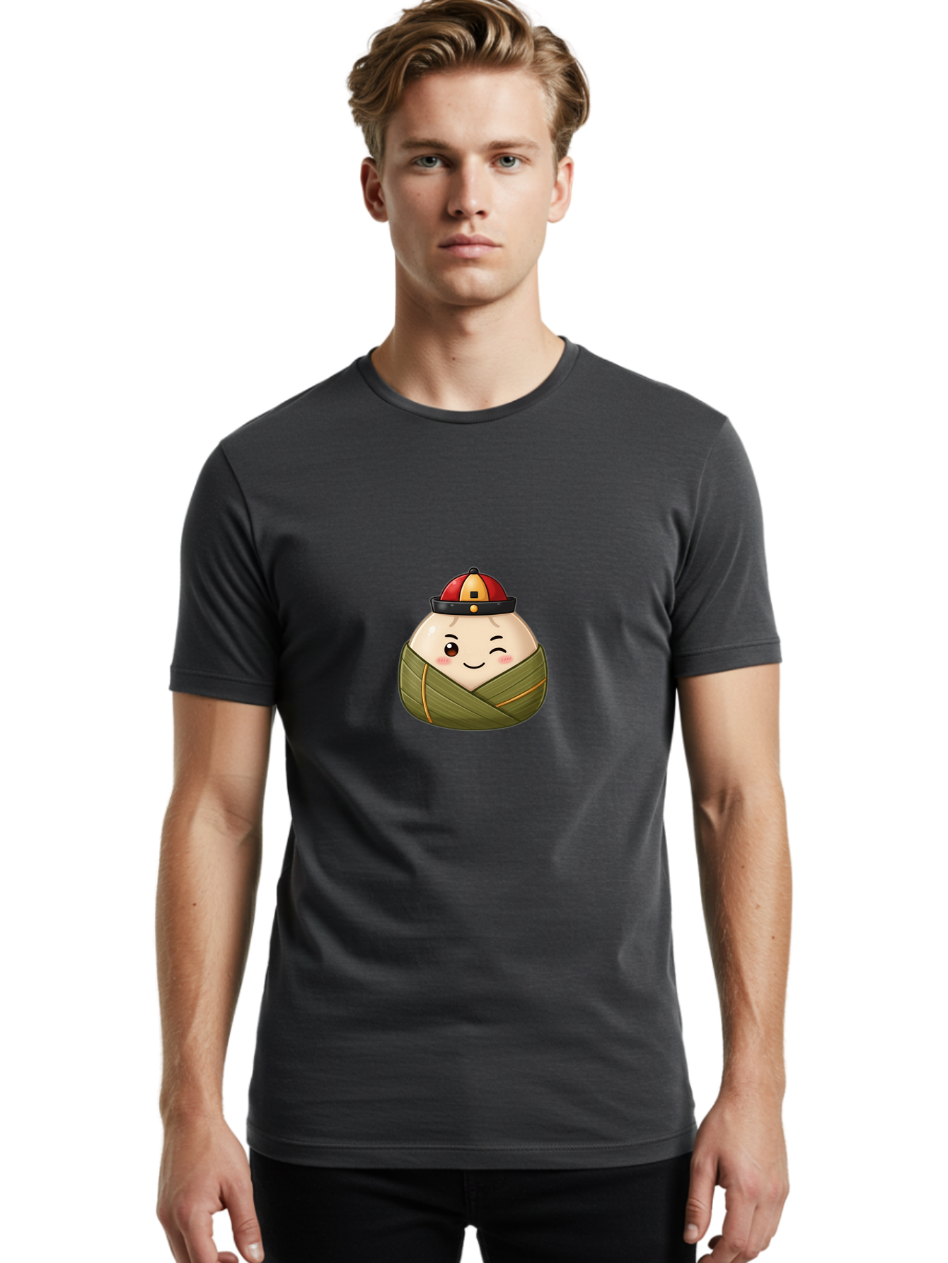 Zongzi-1 Men'S Graphic Tee, 100% Cotton, Comfortable Casual Summer Wear, Machine Washable, Zongzi Dumpling, Chinese Rice Dumpling, Dragon Boat Festival, Traditional Food, Cartoon Dumpling, Wrapped Dumpling, Smiling Dumpling, Bab602 19
