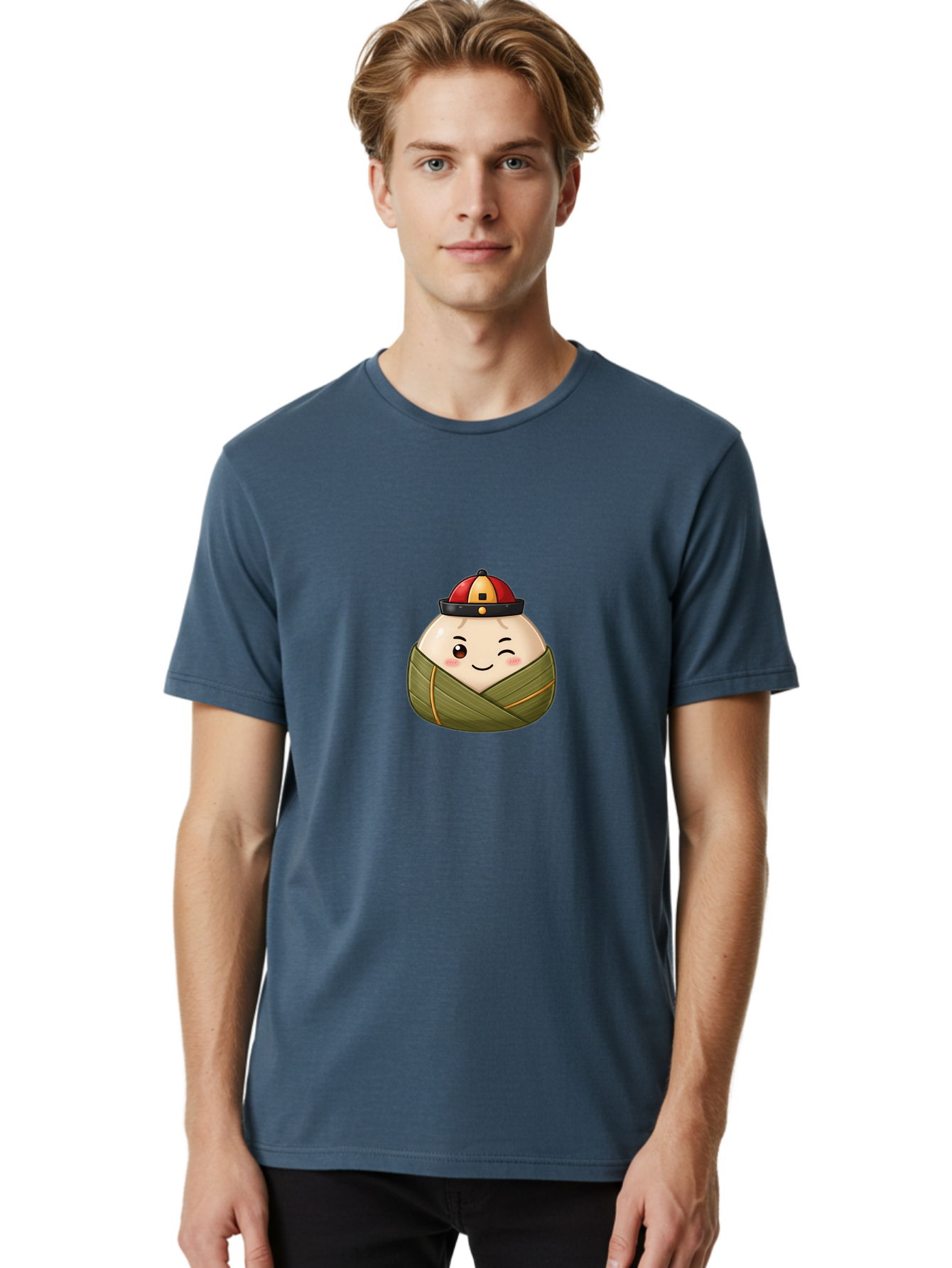 Zongzi-1 Men'S Graphic Tee, 100% Cotton, Comfortable Casual Summer Wear, Machine Washable, Zongzi Dumpling, Chinese Rice Dumpling, Dragon Boat Festival, Traditional Food, Cartoon Dumpling, Wrapped Dumpling, Smiling Dumpling, Bab602 30