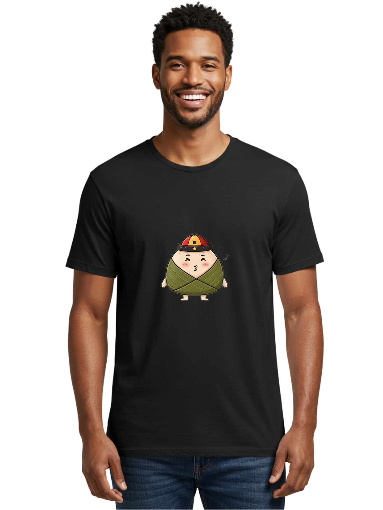 Zongzi-3 Men'S Graphic Tee, 100% Cotton, Comfortable Casual Summer Wear, Machine Washable, Cartoon Zongzi, Traditional Chinese Food, Wrapped Dumpling, Cute Character, Singing, Joyful Expression, Chinese Culture, Festival Treat, Bab604 17