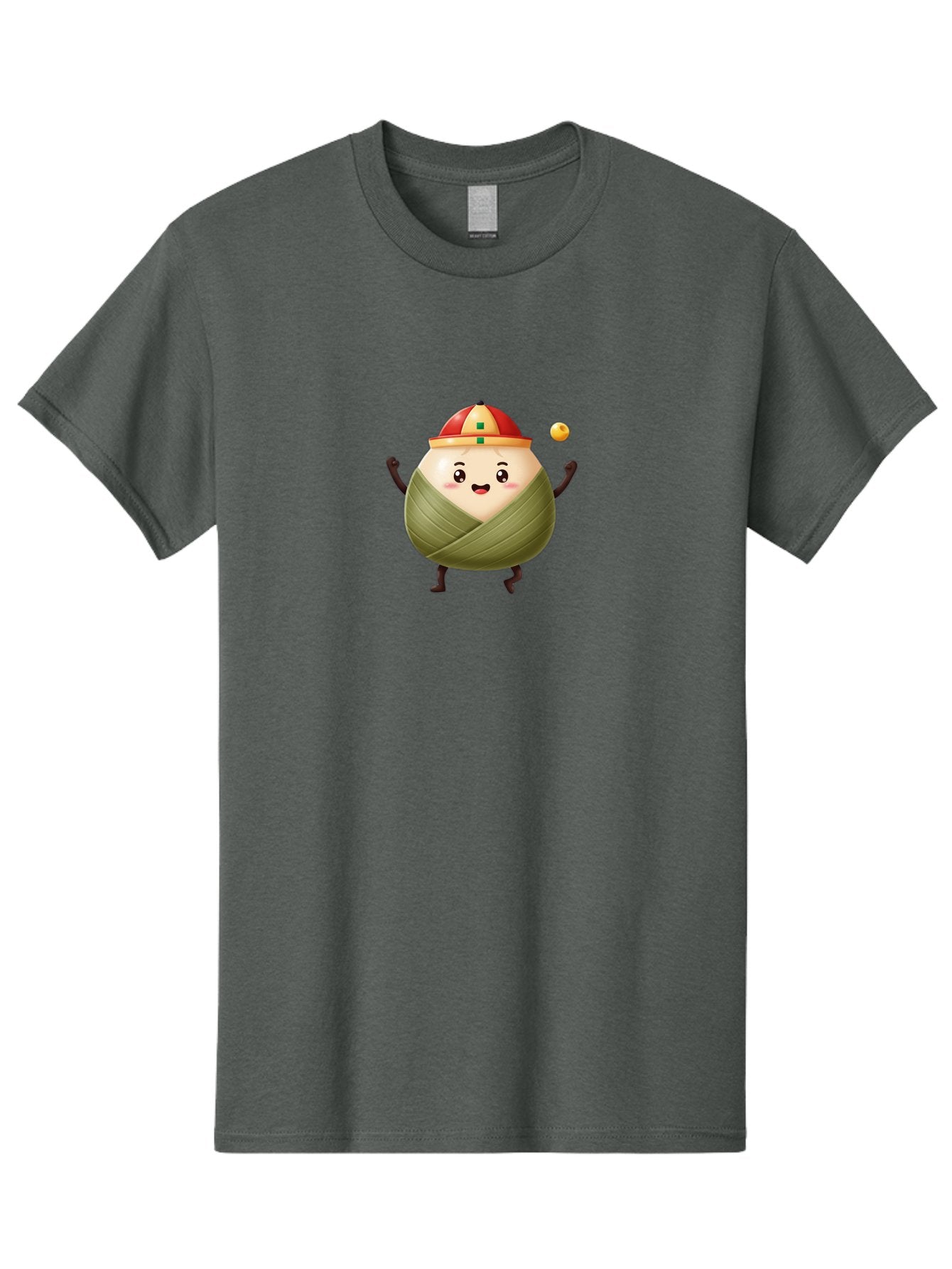 Zongzi-4 Men'S Graphic Tee, 100% Cotton, Comfortable Casual Summer Wear, Machine Washable, Zongzi Character, Dumpling Mascot, Chinese Food, Wrapped Dumpling, Cartoon Character, Playing Ball, Fun Design, Festive Atmosphere, Cultural Icon, Bab605 9