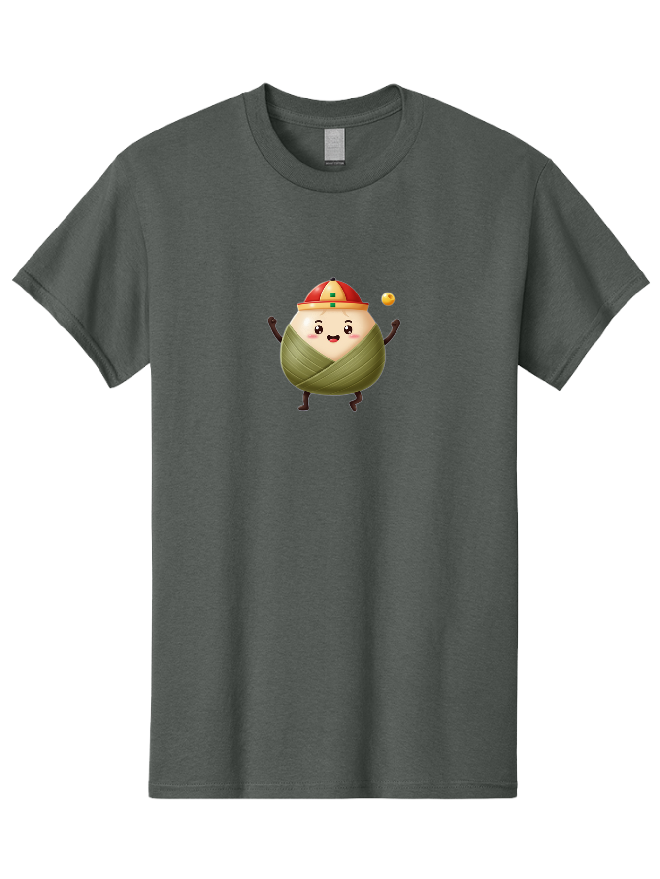 Zongzi-4 Men'S Graphic Tee, 100% Cotton, Comfortable Casual Summer Wear, Machine Washable, Zongzi Character, Dumpling Mascot, Chinese Food, Wrapped Dumpling, Cartoon Character, Playing Ball, Fun Design, Festive Atmosphere, Cultural Icon, Bab605 5
