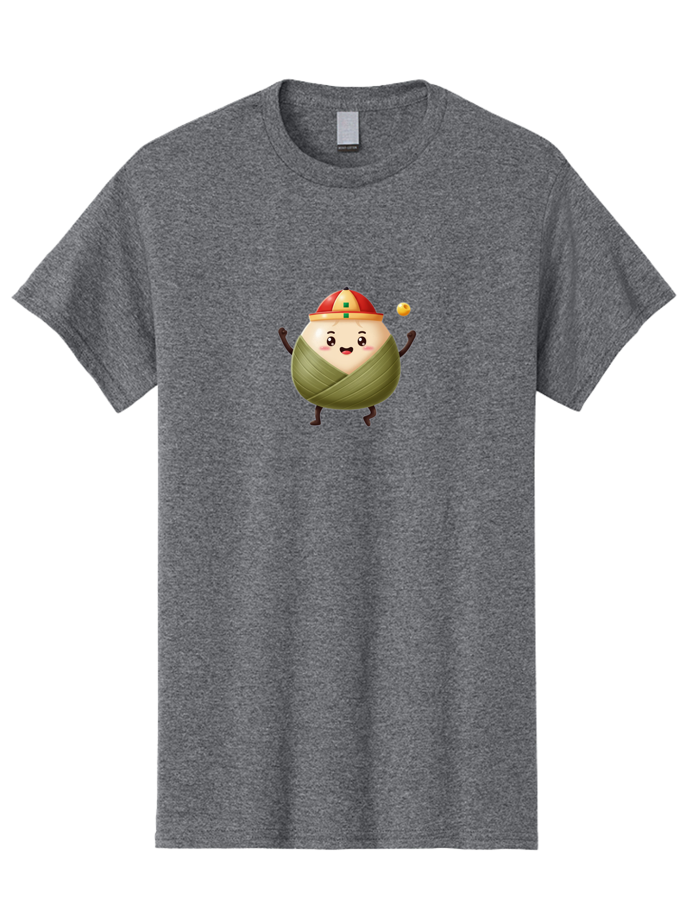 Zongzi-4 Men'S Graphic Tee, 100% Cotton, Comfortable Casual Summer Wear, Machine Washable, Zongzi Character, Dumpling Mascot, Chinese Food, Wrapped Dumpling, Cartoon Character, Playing Ball, Fun Design, Festive Atmosphere, Cultural Icon, Bab605 3