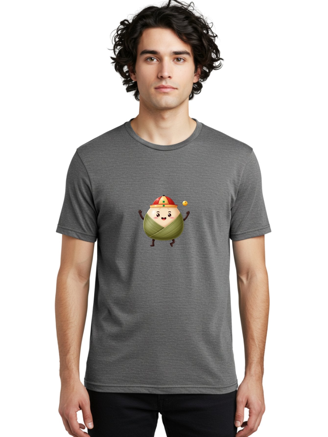 Zongzi-4 Men'S Graphic Tee, 100% Cotton, Comfortable Casual Summer Wear, Machine Washable, Zongzi Character, Dumpling Mascot, Chinese Food, Wrapped Dumpling, Cartoon Character, Playing Ball, Fun Design, Festive Atmosphere, Cultural Icon, Bab605 28