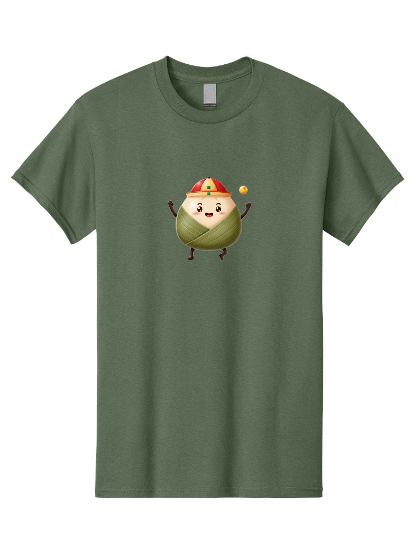 Zongzi-4 Men'S Graphic Tee, 100% Cotton, Comfortable Casual Summer Wear, Machine Washable, Zongzi Character, Dumpling Mascot, Chinese Food, Wrapped Dumpling, Cartoon Character, Playing Ball, Fun Design, Festive Atmosphere, Cultural Icon, Bab605