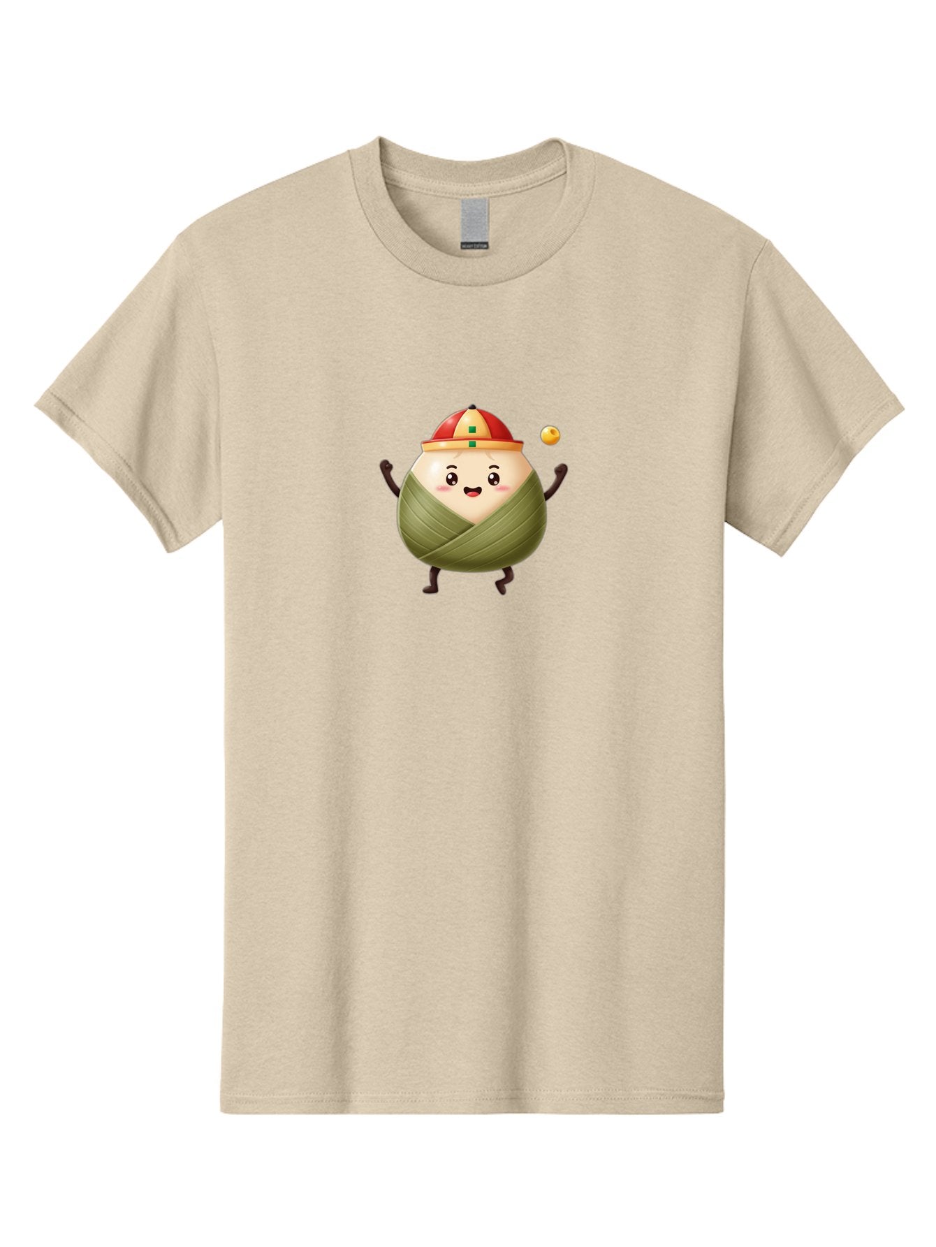 Zongzi-4 Men'S Graphic Tee, 100% Cotton, Comfortable Casual Summer Wear, Machine Washable, Zongzi Character, Dumpling Mascot, Chinese Food, Wrapped Dumpling, Cartoon Character, Playing Ball, Fun Design, Festive Atmosphere, Cultural Icon, Bab605 15