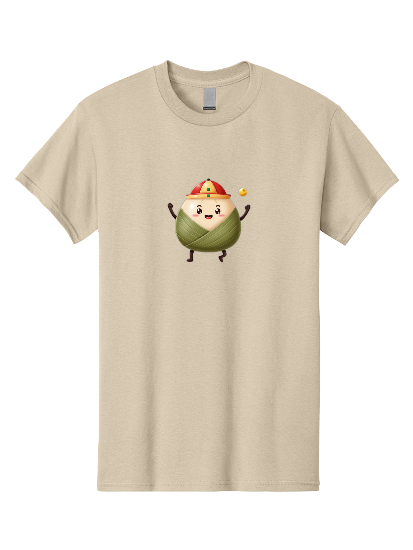 Zongzi-4 Men'S Graphic Tee, 100% Cotton, Comfortable Casual Summer Wear, Machine Washable, Zongzi Character, Dumpling Mascot, Chinese Food, Wrapped Dumpling, Cartoon Character, Playing Ball, Fun Design, Festive Atmosphere, Cultural Icon, Bab605