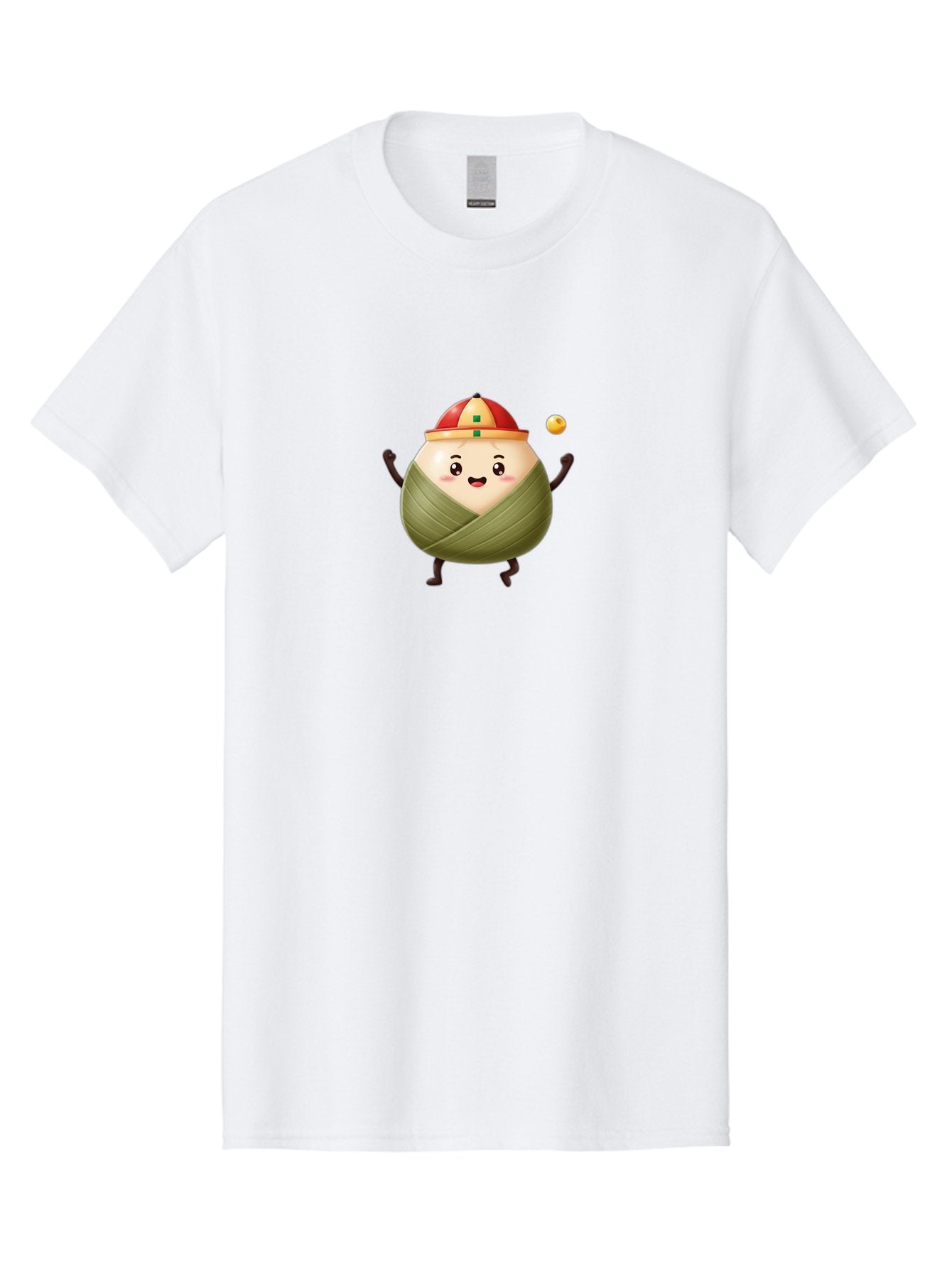 Zongzi-4 Men'S Graphic Tee, 100% Cotton, Comfortable Casual Summer Wear, Machine Washable, Zongzi Character, Dumpling Mascot, Chinese Food, Wrapped Dumpling, Cartoon Character, Playing Ball, Fun Design, Festive Atmosphere, Cultural Icon, Bab605 10