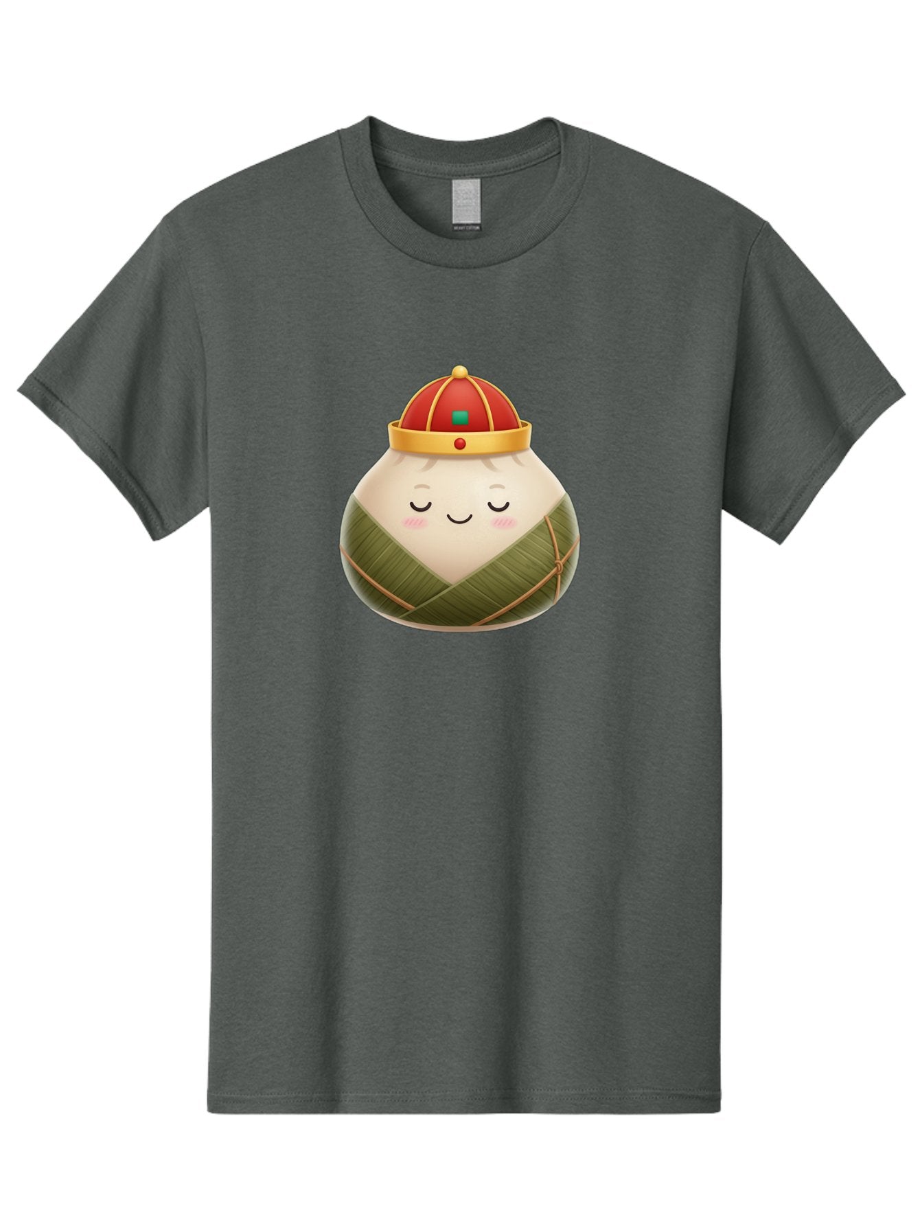 Zongzi-Dumpling-1 Men'S Graphic Tee, 100% Cotton, Comfortable Casual Summer Wear, Machine Washable, Traditional Chinese Food, Rice Dumpling, Wrapped In Bamboo Leaves, Festive Food, Cartoon Character, Smiling Face, Sleeping Expression, Bab607 10