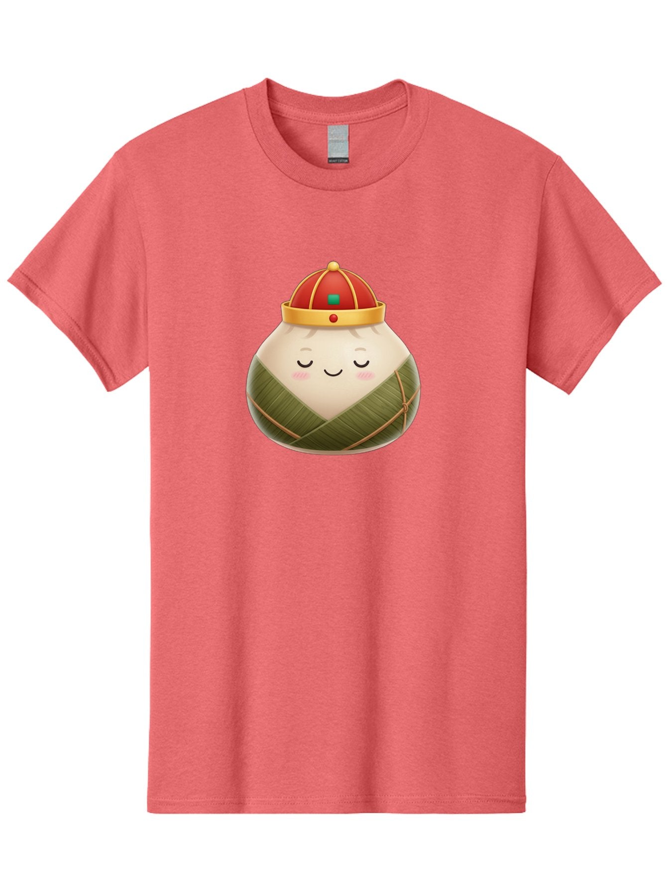 Zongzi-Dumpling-1 Men'S Graphic Tee, 100% Cotton, Comfortable Casual Summer Wear, Machine Washable, Traditional Chinese Food, Rice Dumpling, Wrapped In Bamboo Leaves, Festive Food, Cartoon Character, Smiling Face, Sleeping Expression, Bab607 3