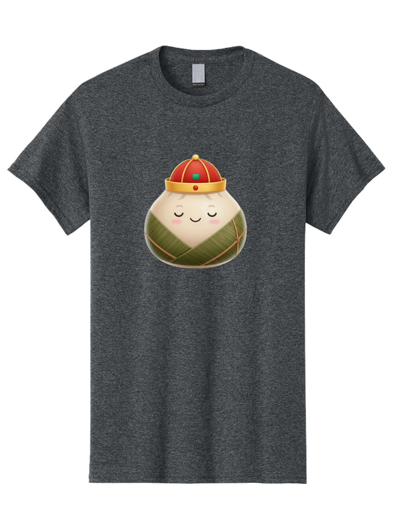 Zongzi-Dumpling-1 Men'S Graphic Tee, 100% Cotton, Comfortable Casual Summer Wear, Machine Washable, Traditional Chinese Food, Rice Dumpling, Wrapped In Bamboo Leaves, Festive Food, Cartoon Character, Smiling Face, Sleeping Expression, Bab607 6
