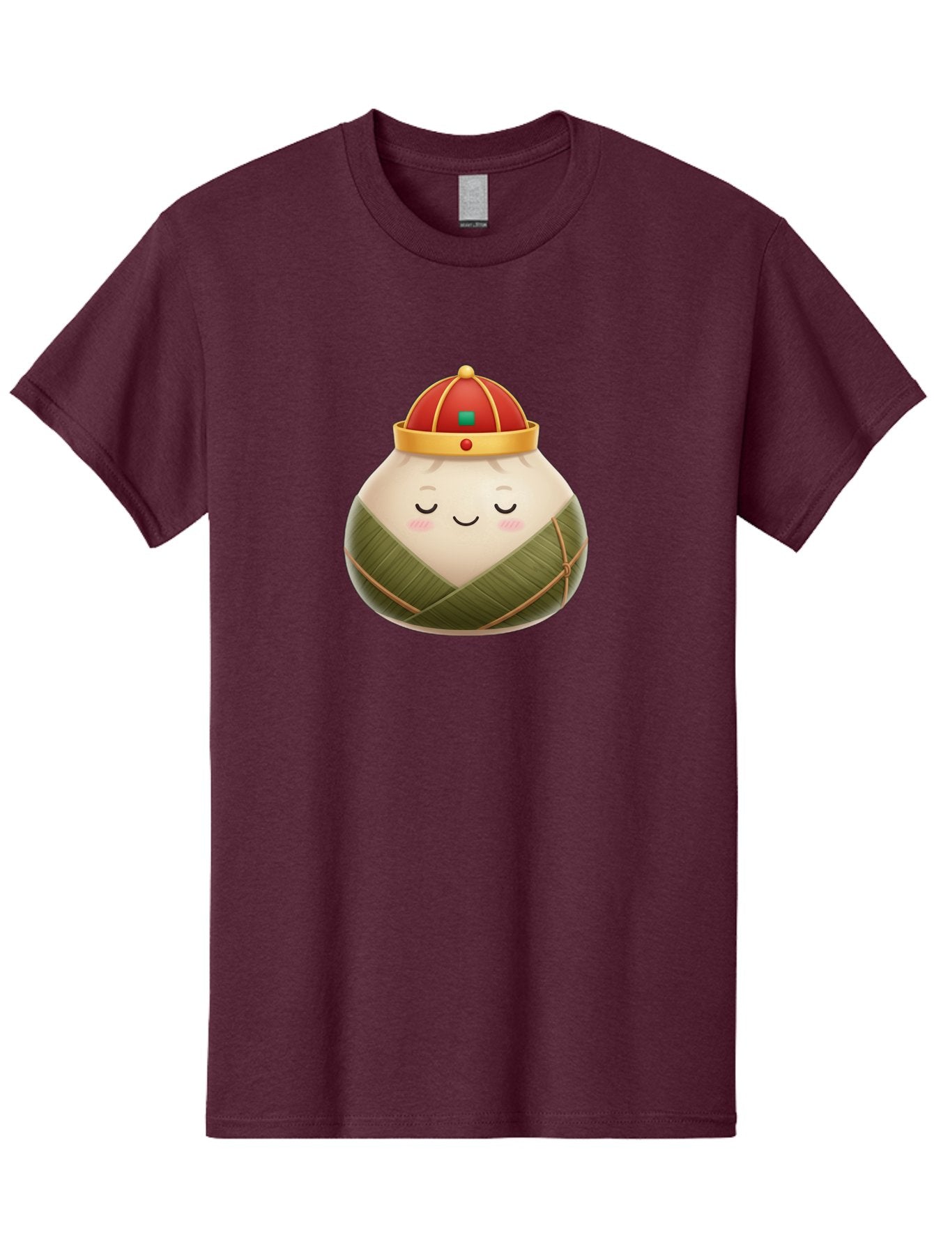 Zongzi-Dumpling-1 Men'S Graphic Tee, 100% Cotton, Comfortable Casual Summer Wear, Machine Washable, Traditional Chinese Food, Rice Dumpling, Wrapped In Bamboo Leaves, Festive Food, Cartoon Character, Smiling Face, Sleeping Expression, Bab607 4