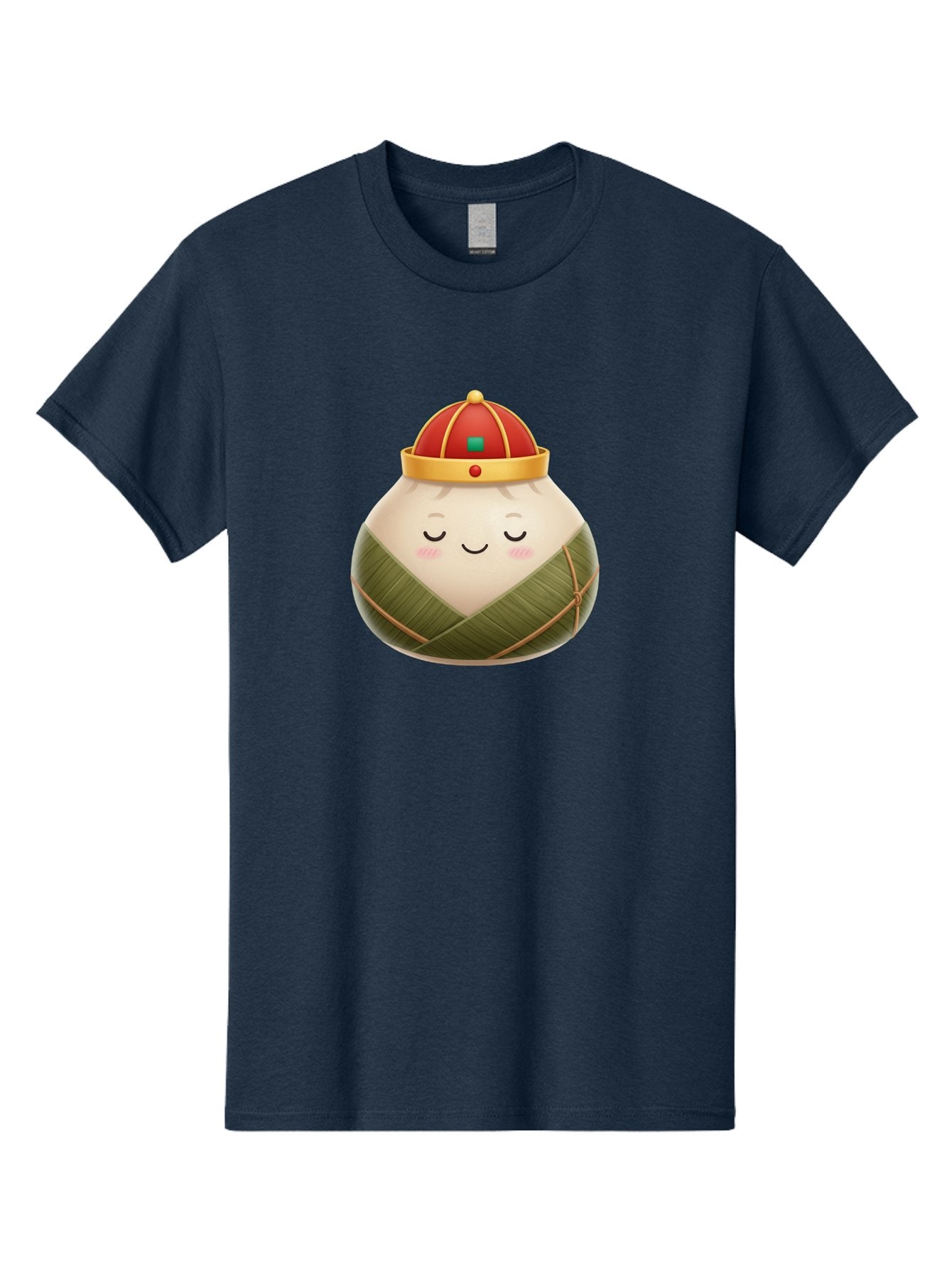 Zongzi-Dumpling-1 Men'S Graphic Tee, 100% Cotton, Comfortable Casual Summer Wear, Machine Washable, Traditional Chinese Food, Rice Dumpling, Wrapped In Bamboo Leaves, Festive Food, Cartoon Character, Smiling Face, Sleeping Expression, Bab607 5