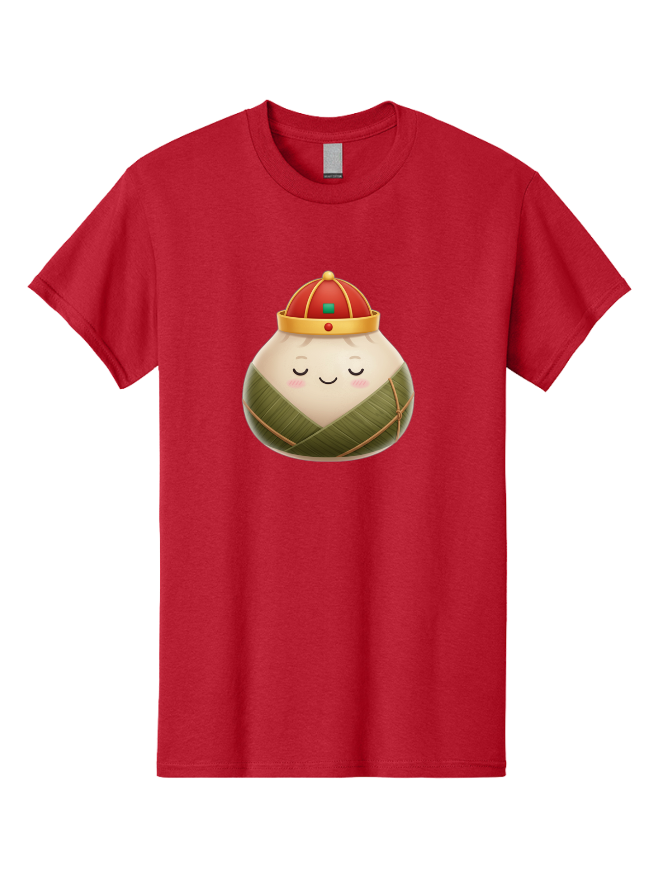 Zongzi-Dumpling-1 Men'S Graphic Tee, 100% Cotton, Comfortable Casual Summer Wear, Machine Washable, Traditional Chinese Food, Rice Dumpling, Wrapped In Bamboo Leaves, Festive Food, Cartoon Character, Smiling Face, Sleeping Expression, Bab607