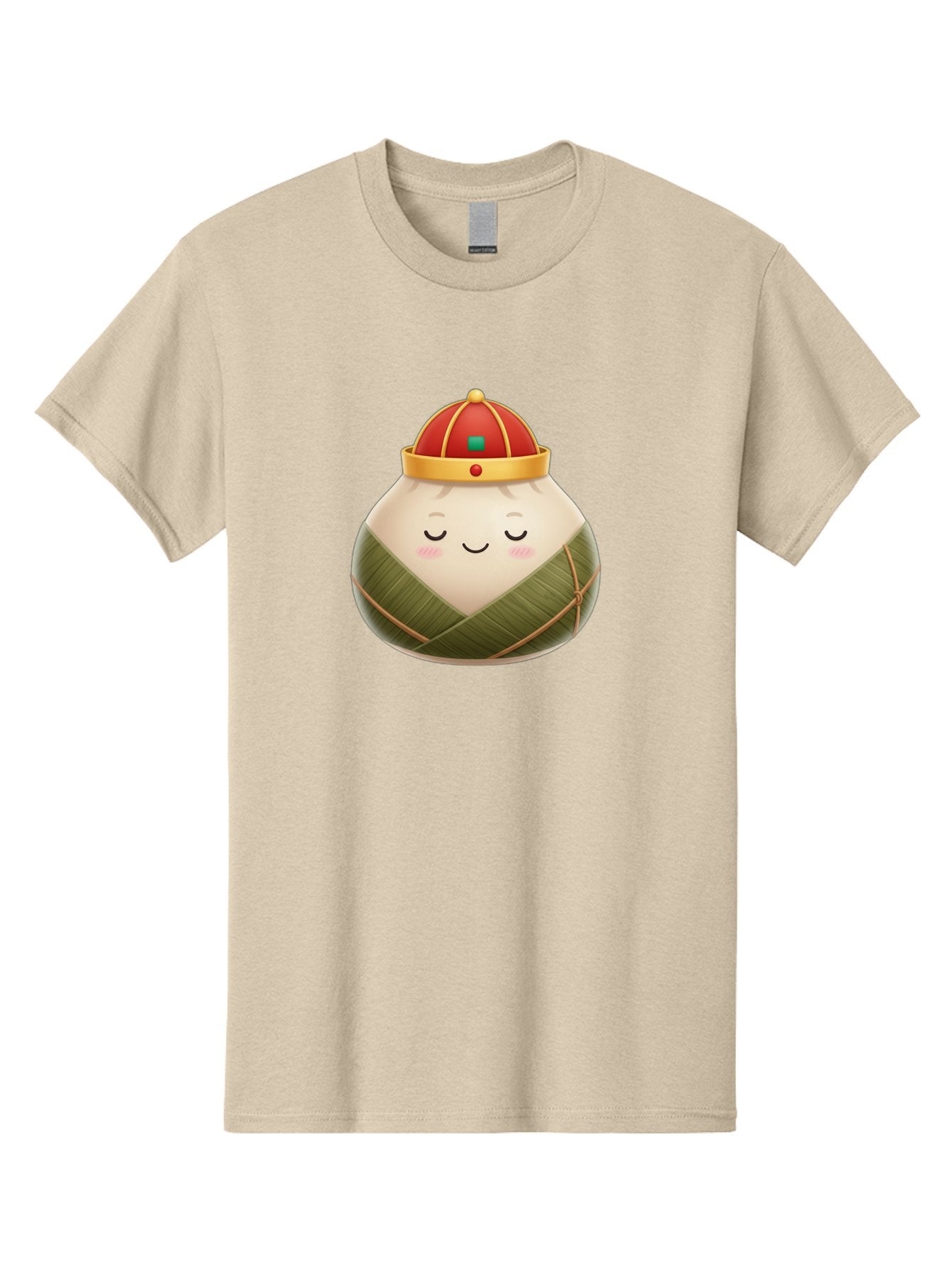 Zongzi-Dumpling-1 Men'S Graphic Tee, 100% Cotton, Comfortable Casual Summer Wear, Machine Washable, Traditional Chinese Food, Rice Dumpling, Wrapped In Bamboo Leaves, Festive Food, Cartoon Character, Smiling Face, Sleeping Expression, Bab607 7
