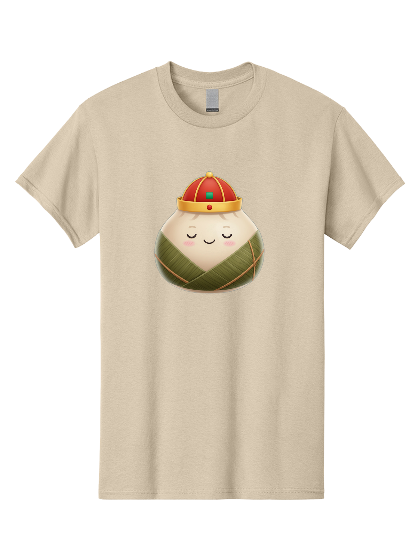 Zongzi-Dumpling-1 Men'S Graphic Tee, 100% Cotton, Comfortable Casual Summer Wear, Machine Washable, Traditional Chinese Food, Rice Dumpling, Wrapped In Bamboo Leaves, Festive Food, Cartoon Character, Smiling Face, Sleeping Expression, Bab607 13