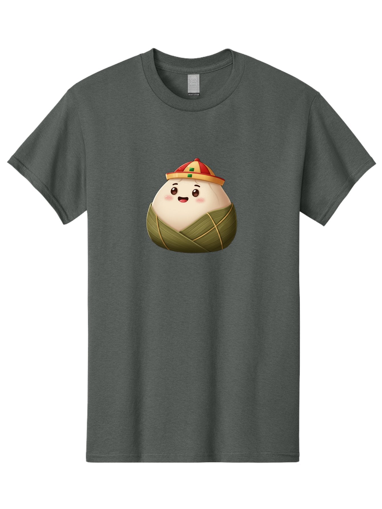 Zongzi-Dumpling Men'S Graphic Tee, 100% Cotton, Comfortable Casual Summer Wear, Machine Washable, Cartoon Dumpling, Kawaii Food, Chinese Cuisine, Zongzi, Traditional Dish, Festive Food, Glutinous Rice Dumpling, Asian Culture, Happy Face, Bab608