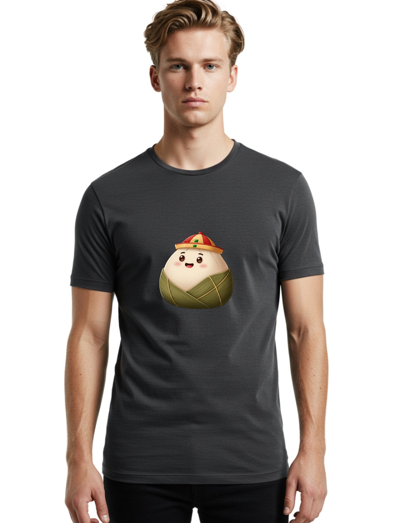 Zongzi-Dumpling Men'S Graphic Tee, 100% Cotton, Comfortable Casual Summer Wear, Machine Washable, Cartoon Dumpling, Kawaii Food, Chinese Cuisine, Zongzi, Traditional Dish, Festive Food, Glutinous Rice Dumpling, Asian Culture, Happy Face, Bab608 20