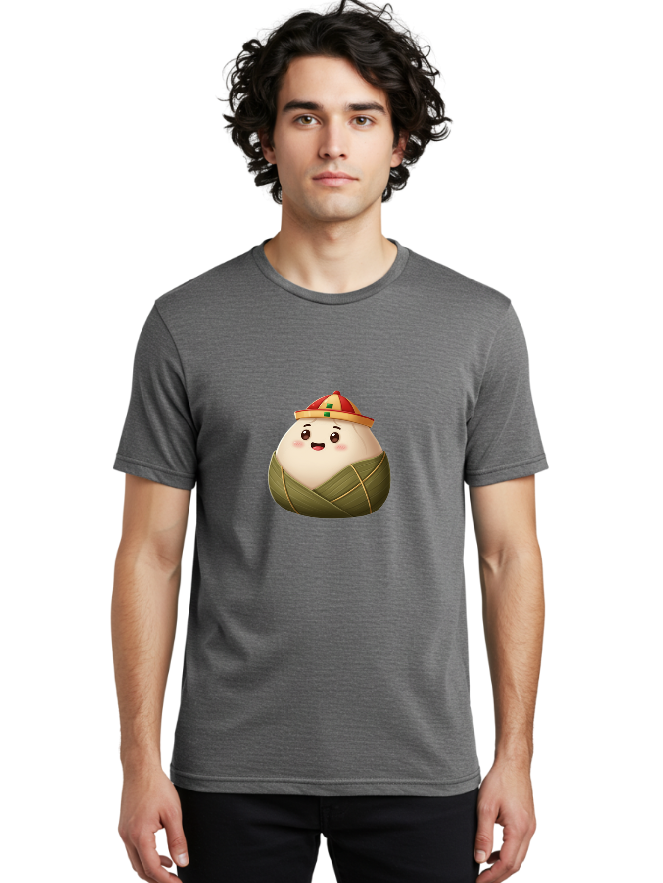 Zongzi-Dumpling Men'S Graphic Tee, 100% Cotton, Comfortable Casual Summer Wear, Machine Washable, Cartoon Dumpling, Kawaii Food, Chinese Cuisine, Zongzi, Traditional Dish, Festive Food, Glutinous Rice Dumpling, Asian Culture, Happy Face, Bab608 19