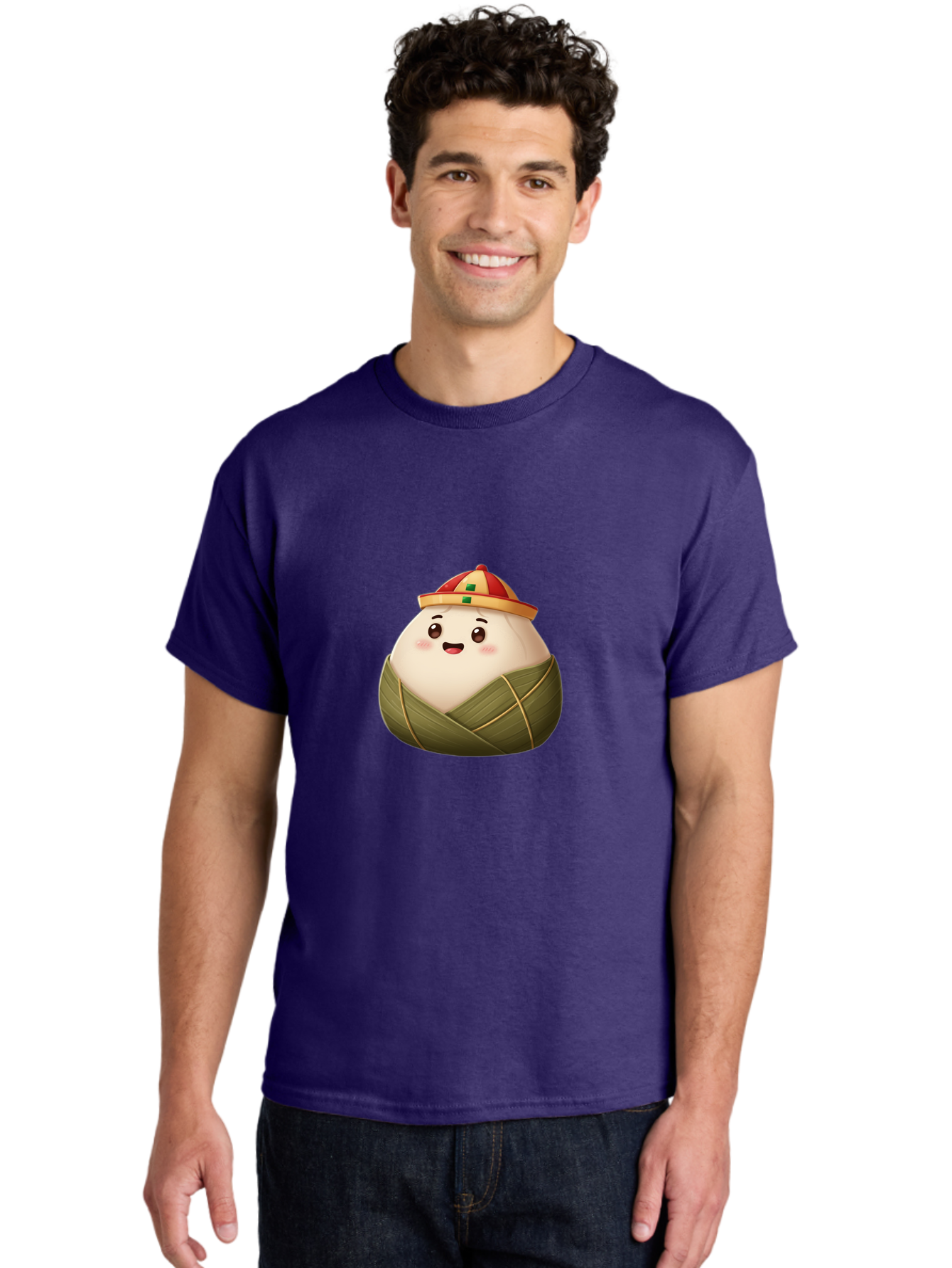 Zongzi-Dumpling Men'S Graphic Tee, 100% Cotton, Comfortable Casual Summer Wear, Machine Washable, Cartoon Dumpling, Kawaii Food, Chinese Cuisine, Zongzi, Traditional Dish, Festive Food, Glutinous Rice Dumpling, Asian Culture, Happy Face, Bab608 21