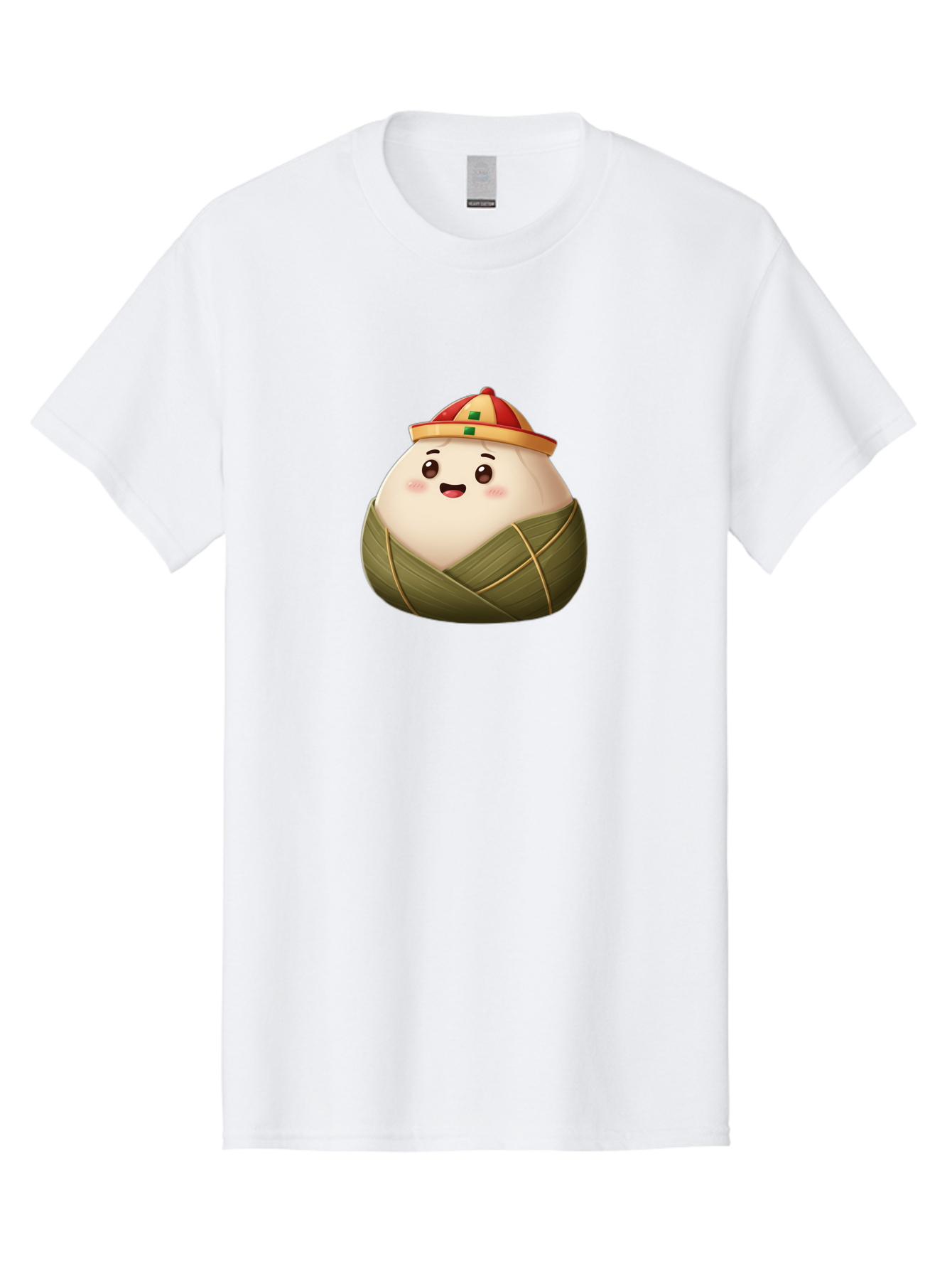 Zongzi-Dumpling Men'S Graphic Tee, 100% Cotton, Comfortable Casual Summer Wear, Machine Washable, Cartoon Dumpling, Kawaii Food, Chinese Cuisine, Zongzi, Traditional Dish, Festive Food, Glutinous Rice Dumpling, Asian Culture, Happy Face, Bab608
