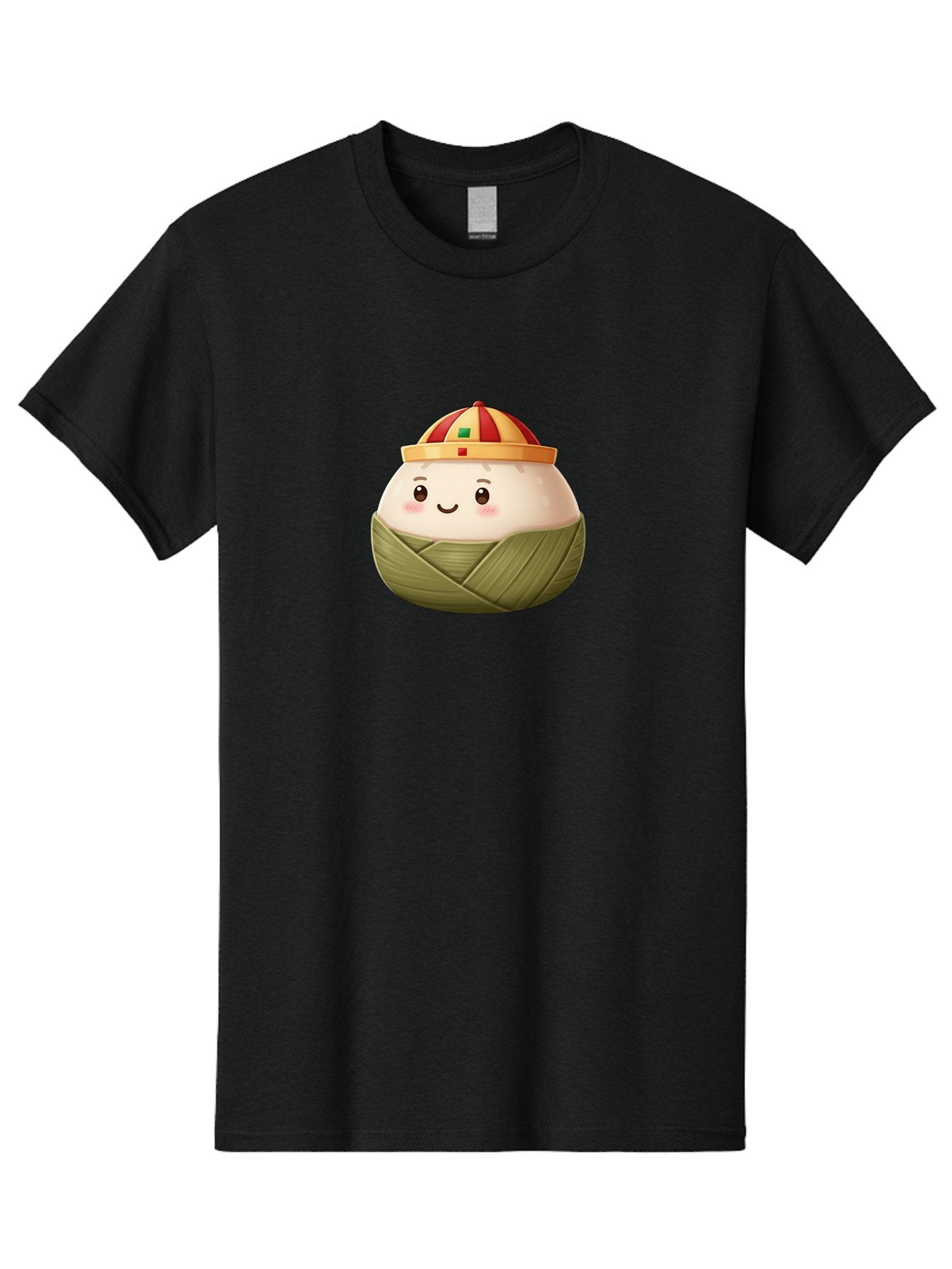 Zongzi Men'S Graphic Tee, 100% Cotton, Comfortable Casual Summer Wear, Machine Washable, Cartoon Dumpling, Chinese Cuisine, Wrapped In Leaves, Smiling Face, Festive Hat, Traditional Food, Cultural Heritage, Asian Delicacy, Cute Character Bab609 4
