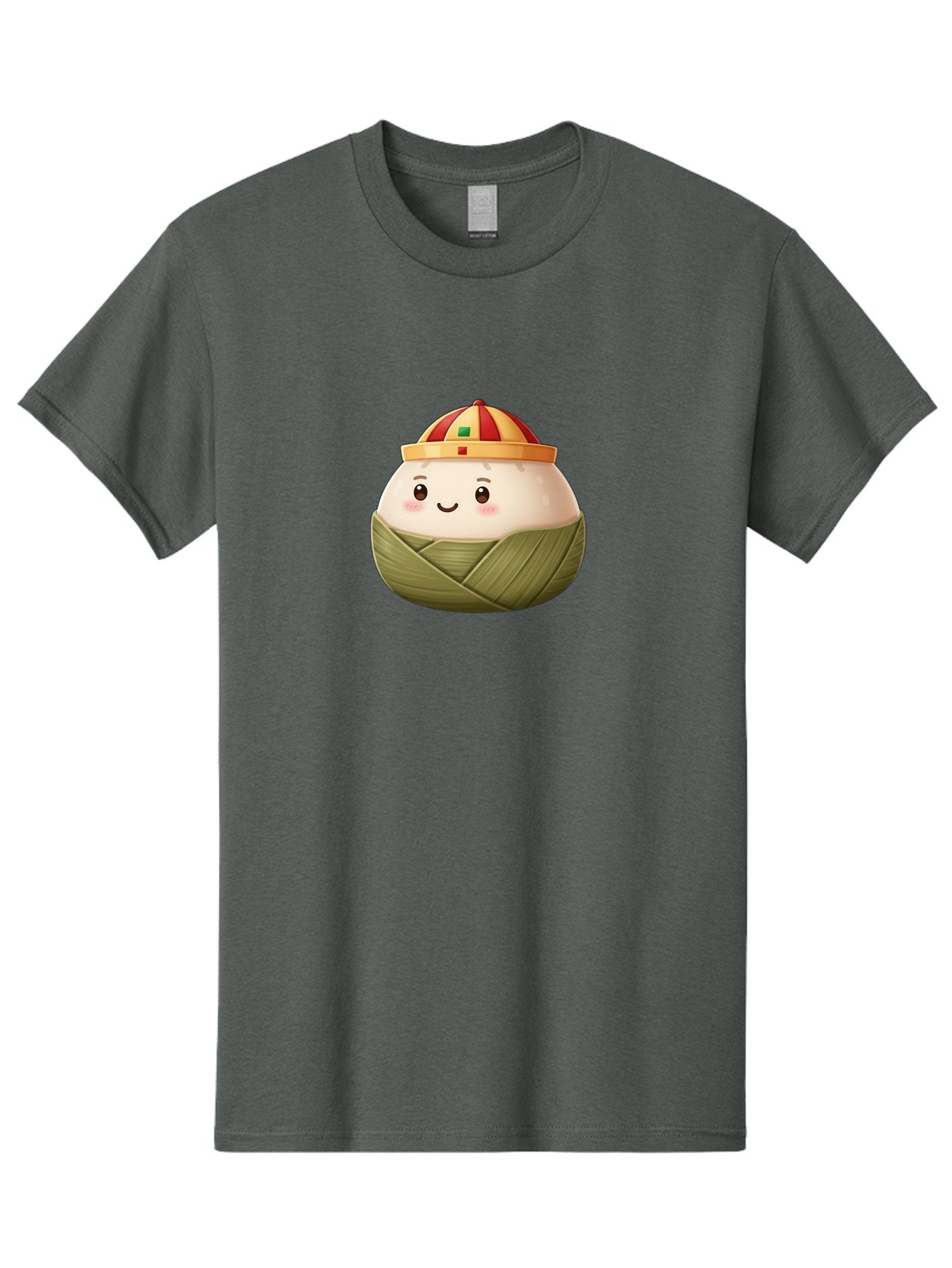 Zongzi Men'S Graphic Tee, 100% Cotton, Comfortable Casual Summer Wear, Machine Washable, Cartoon Dumpling, Chinese Cuisine, Wrapped In Leaves, Smiling Face, Festive Hat, Traditional Food, Cultural Heritage, Asian Delicacy, Cute Character Bab609 8