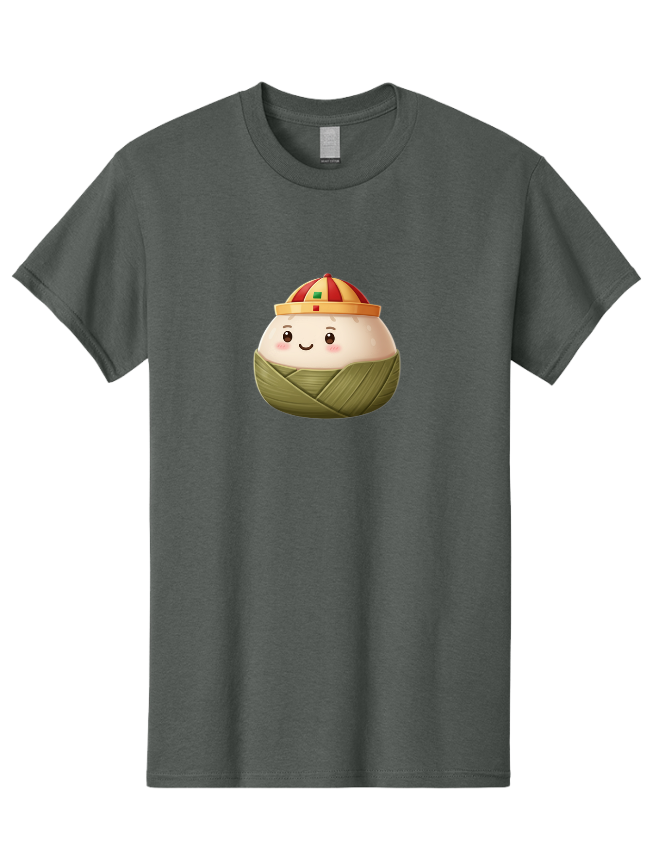 Zongzi Men'S Graphic Tee, 100% Cotton, Comfortable Casual Summer Wear, Machine Washable, Cartoon Dumpling, Chinese Cuisine, Wrapped In Leaves, Smiling Face, Festive Hat, Traditional Food, Cultural Heritage, Asian Delicacy, Cute Character Bab609 6