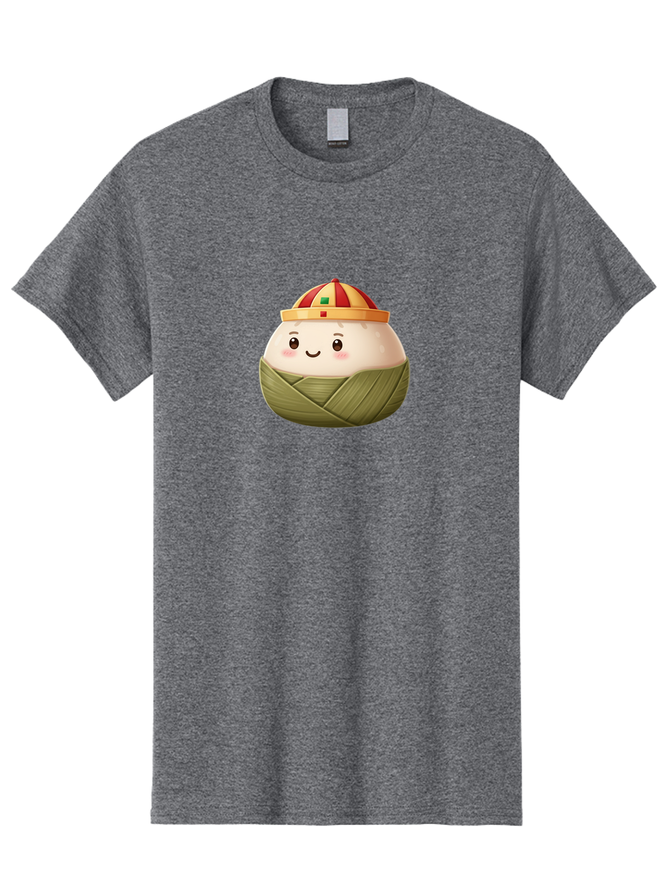 Zongzi Men'S Graphic Tee, 100% Cotton, Comfortable Casual Summer Wear, Machine Washable, Cartoon Dumpling, Chinese Cuisine, Wrapped In Leaves, Smiling Face, Festive Hat, Traditional Food, Cultural Heritage, Asian Delicacy, Cute Character Bab609 3