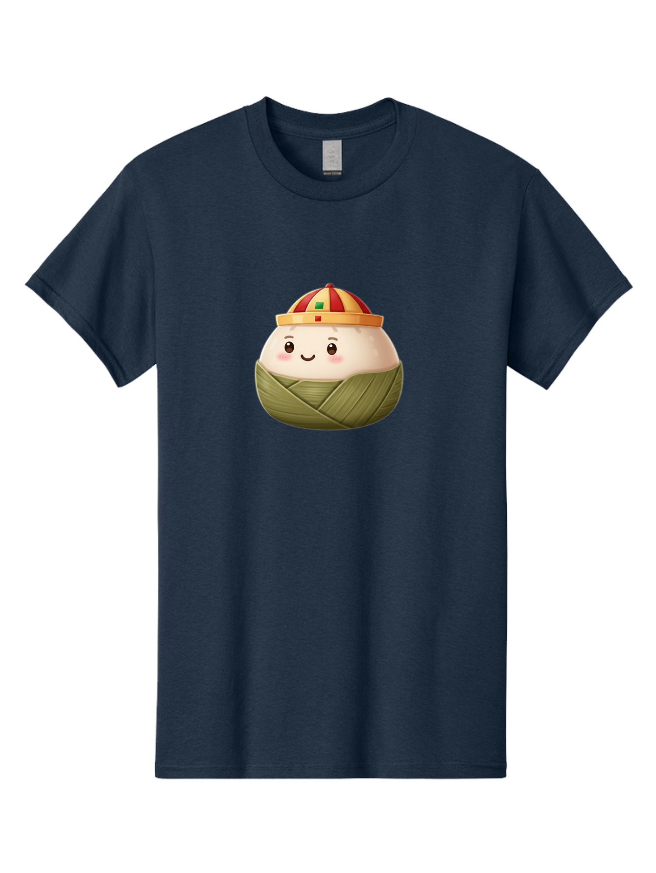 Zongzi Men'S Graphic Tee, 100% Cotton, Comfortable Casual Summer Wear, Machine Washable, Cartoon Dumpling, Chinese Cuisine, Wrapped In Leaves, Smiling Face, Festive Hat, Traditional Food, Cultural Heritage, Asian Delicacy, Cute Character Bab609 5