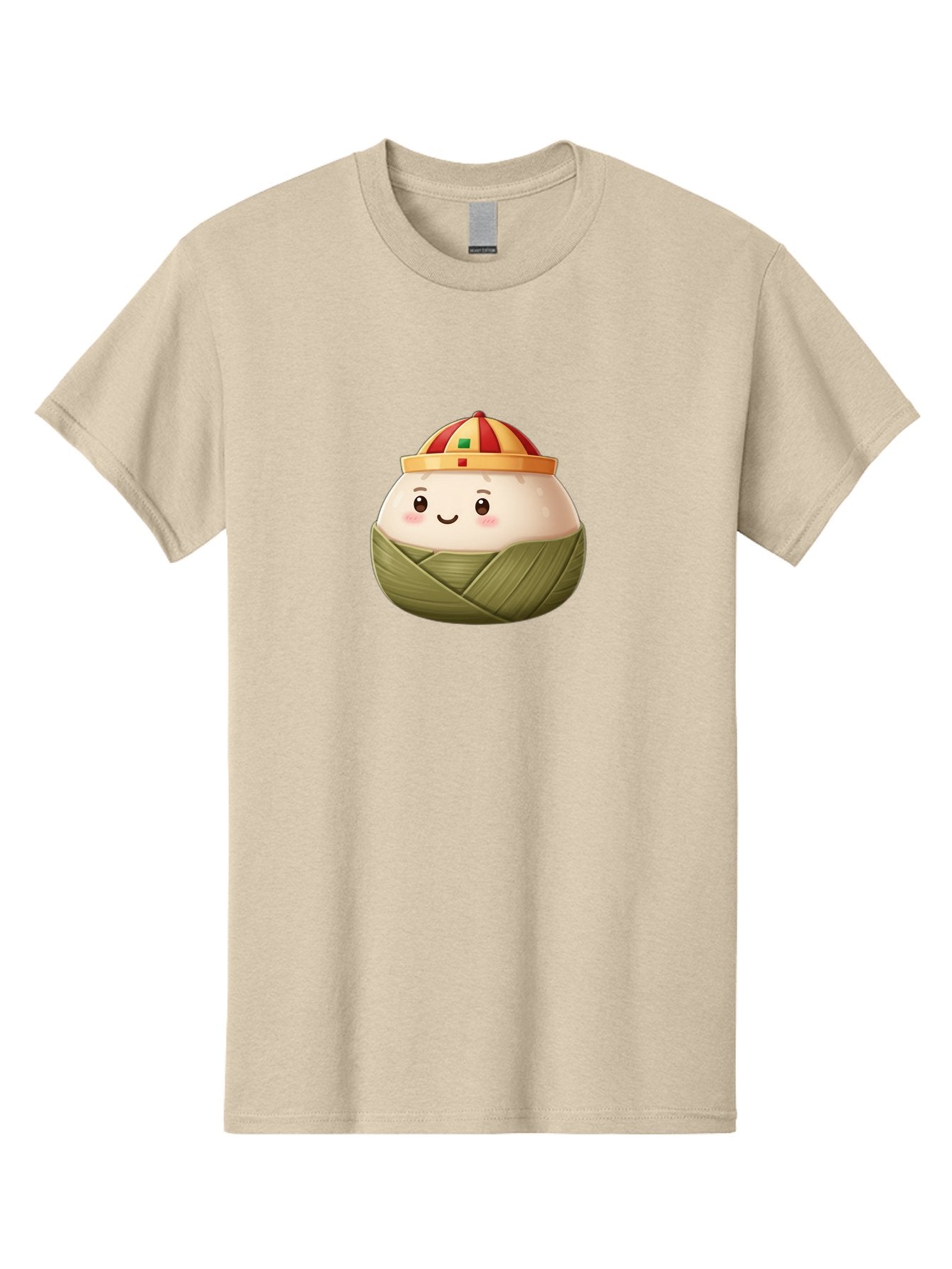 Zongzi Men'S Graphic Tee, 100% Cotton, Comfortable Casual Summer Wear, Machine Washable, Cartoon Dumpling, Chinese Cuisine, Wrapped In Leaves, Smiling Face, Festive Hat, Traditional Food, Cultural Heritage, Asian Delicacy, Cute Character Bab609