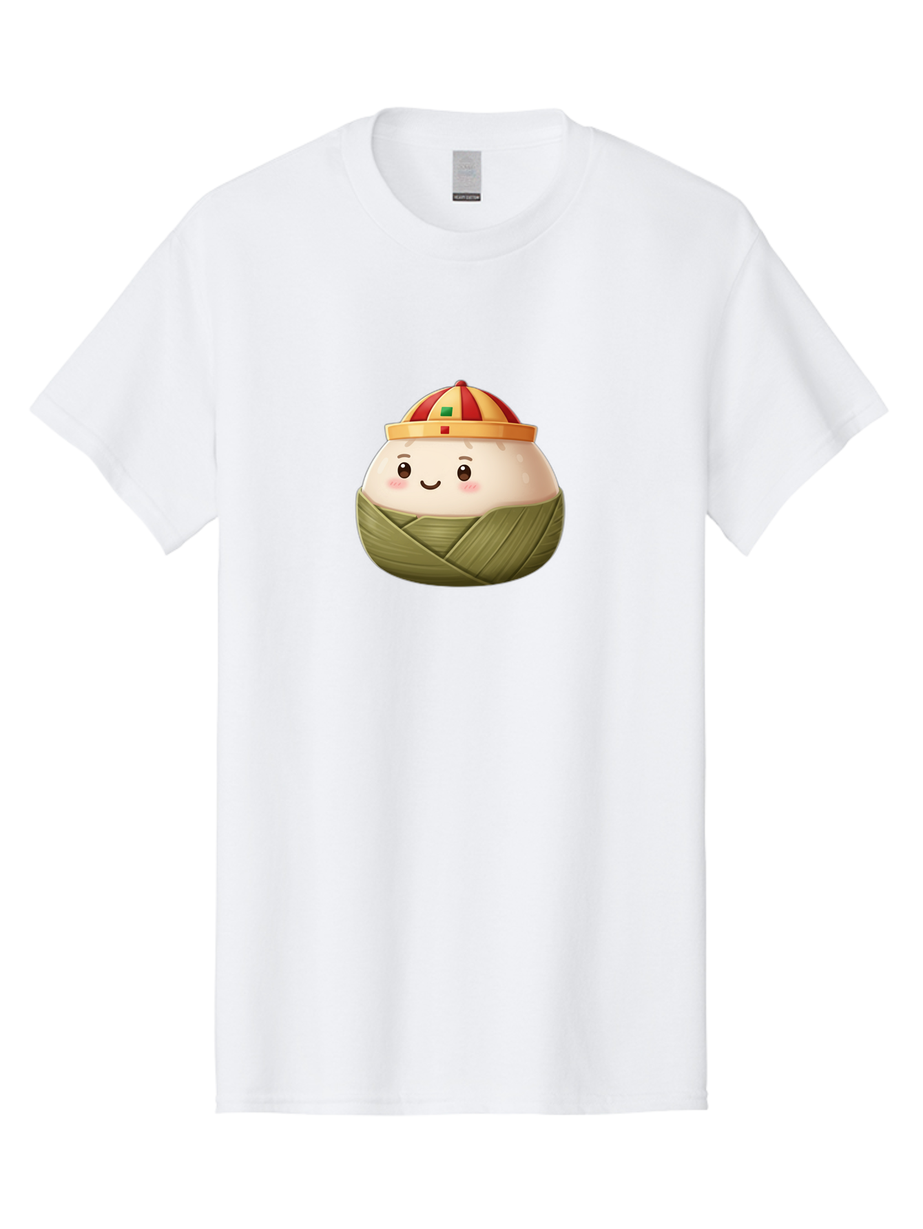 Zongzi Men'S Graphic Tee, 100% Cotton, Comfortable Casual Summer Wear, Machine Washable, Cartoon Dumpling, Chinese Cuisine, Wrapped In Leaves, Smiling Face, Festive Hat, Traditional Food, Cultural Heritage, Asian Delicacy, Cute Character Bab609