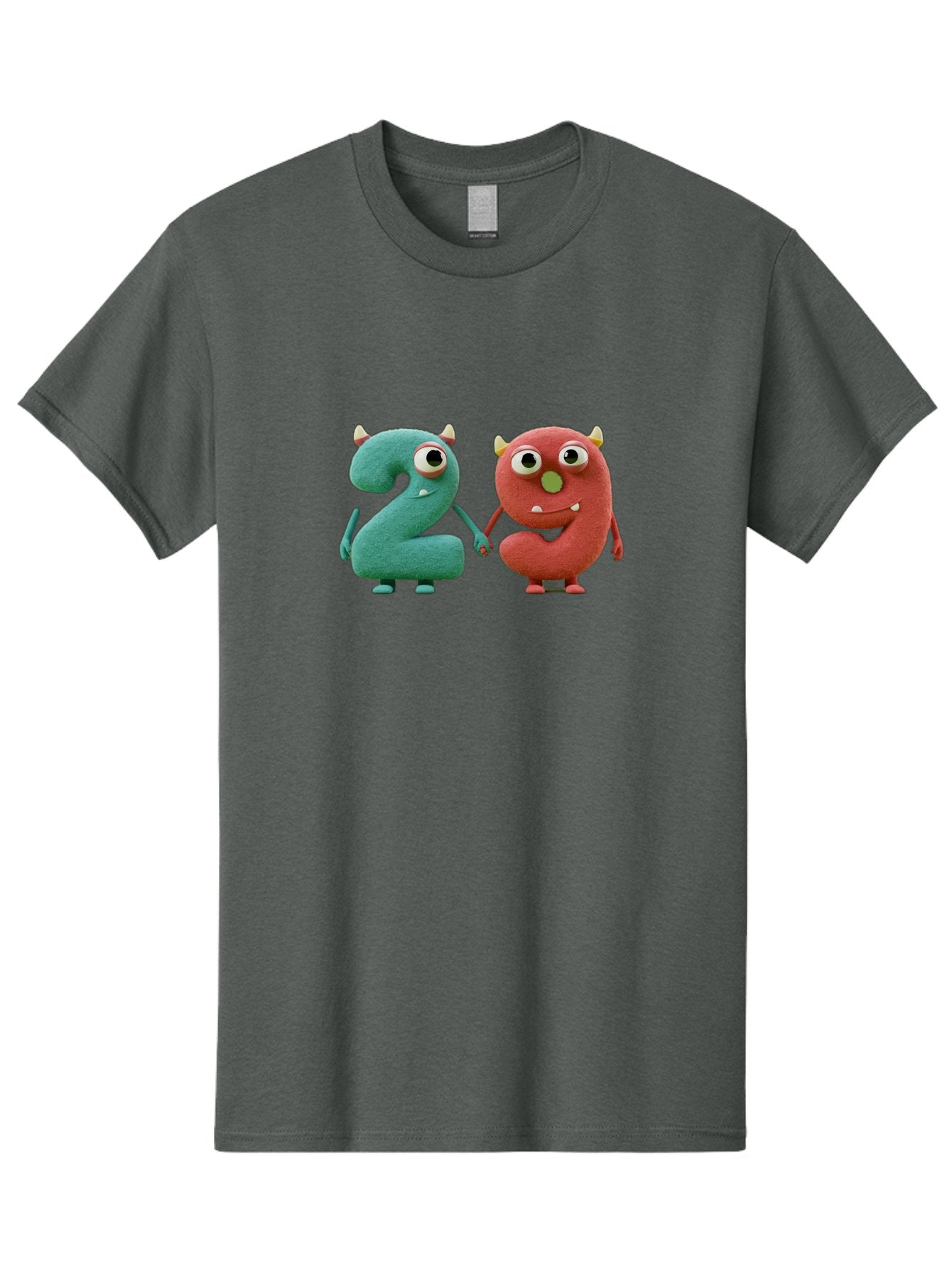 2-Monsters Men'S Graphic Tee, 100% Cotton, Comfortable Casual Summer Wear, Machine Washable, Monster Numbers, Cute Creatures, Colorful Characters, Playful Design, Funny Eyes, Holding Hands, Learning Numbers, Kid'S Education, Cartoon Style, Bab610 8