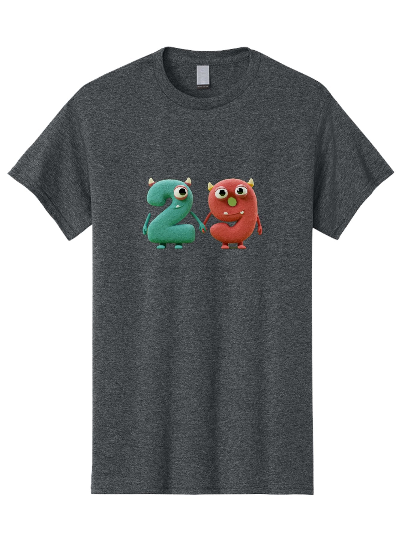 2-Monsters Men'S Graphic Tee, 100% Cotton, Comfortable Casual Summer Wear, Machine Washable, Monster Numbers, Cute Creatures, Colorful Characters, Playful Design, Funny Eyes, Holding Hands, Learning Numbers, Kid'S Education, Cartoon Style, Bab610 10