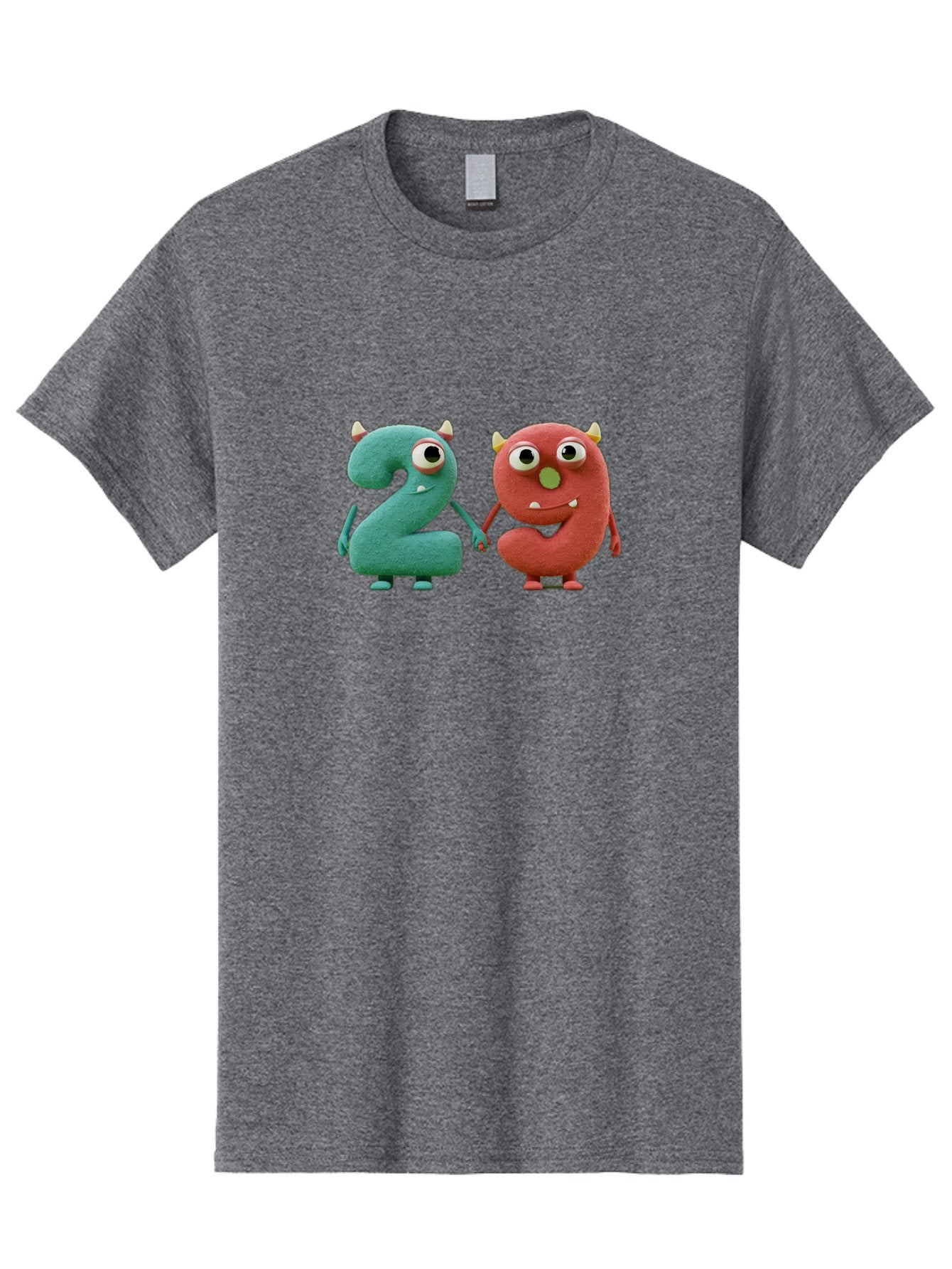 2-Monsters Men'S Graphic Tee, 100% Cotton, Comfortable Casual Summer Wear, Machine Washable, Monster Numbers, Cute Creatures, Colorful Characters, Playful Design, Funny Eyes, Holding Hands, Learning Numbers, Kid'S Education, Cartoon Style, Bab610 9