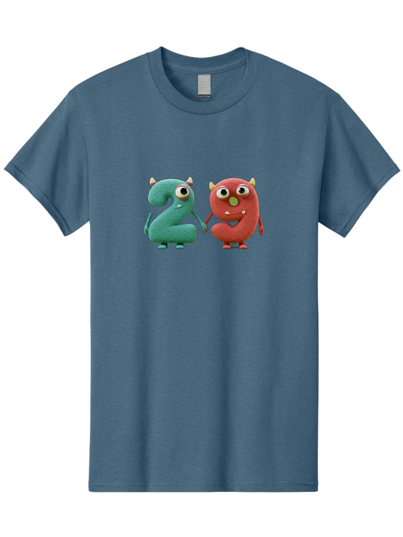 2-Monsters Men'S Graphic Tee, 100% Cotton, Comfortable Casual Summer Wear, Machine Washable, Monster Numbers, Cute Creatures, Colorful Characters, Playful Design, Funny Eyes, Holding Hands, Learning Numbers, Kid'S Education, Cartoon Style, Bab610 7