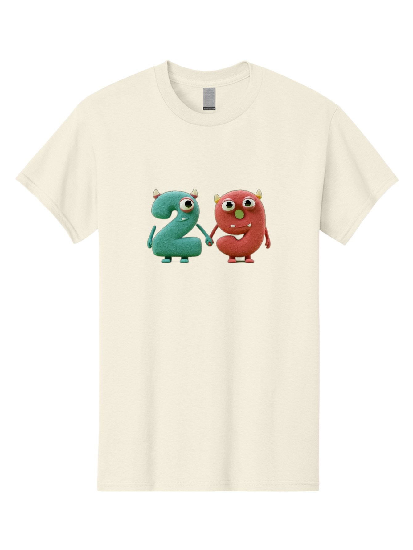 2-Monsters Men'S Graphic Tee, 100% Cotton, Comfortable Casual Summer Wear, Machine Washable, Monster Numbers, Cute Creatures, Colorful Characters, Playful Design, Funny Eyes, Holding Hands, Learning Numbers, Kid'S Education, Cartoon Style, Bab610 11