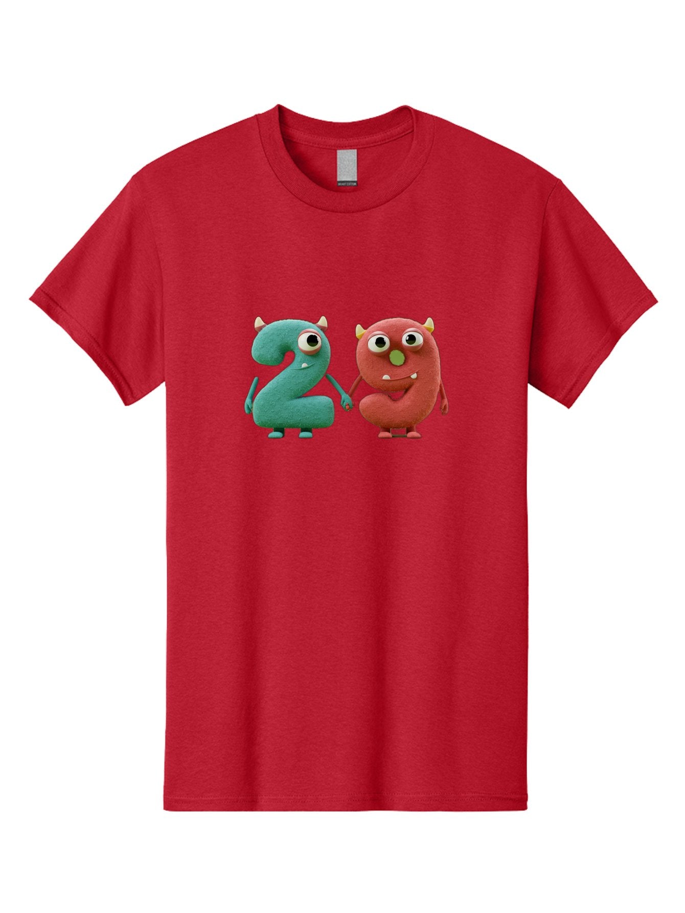 2-Monsters Men'S Graphic Tee, 100% Cotton, Comfortable Casual Summer Wear, Machine Washable, Monster Numbers, Cute Creatures, Colorful Characters, Playful Design, Funny Eyes, Holding Hands, Learning Numbers, Kid'S Education, Cartoon Style, Bab610 13