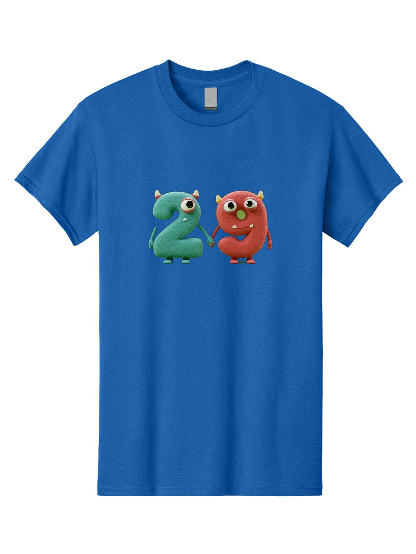 2-Monsters Men'S Graphic Tee, 100% Cotton, Comfortable Casual Summer Wear, Machine Washable, Monster Numbers, Cute Creatures, Colorful Characters, Playful Design, Funny Eyes, Holding Hands, Learning Numbers, Kid'S Education, Cartoon Style, Bab610 14