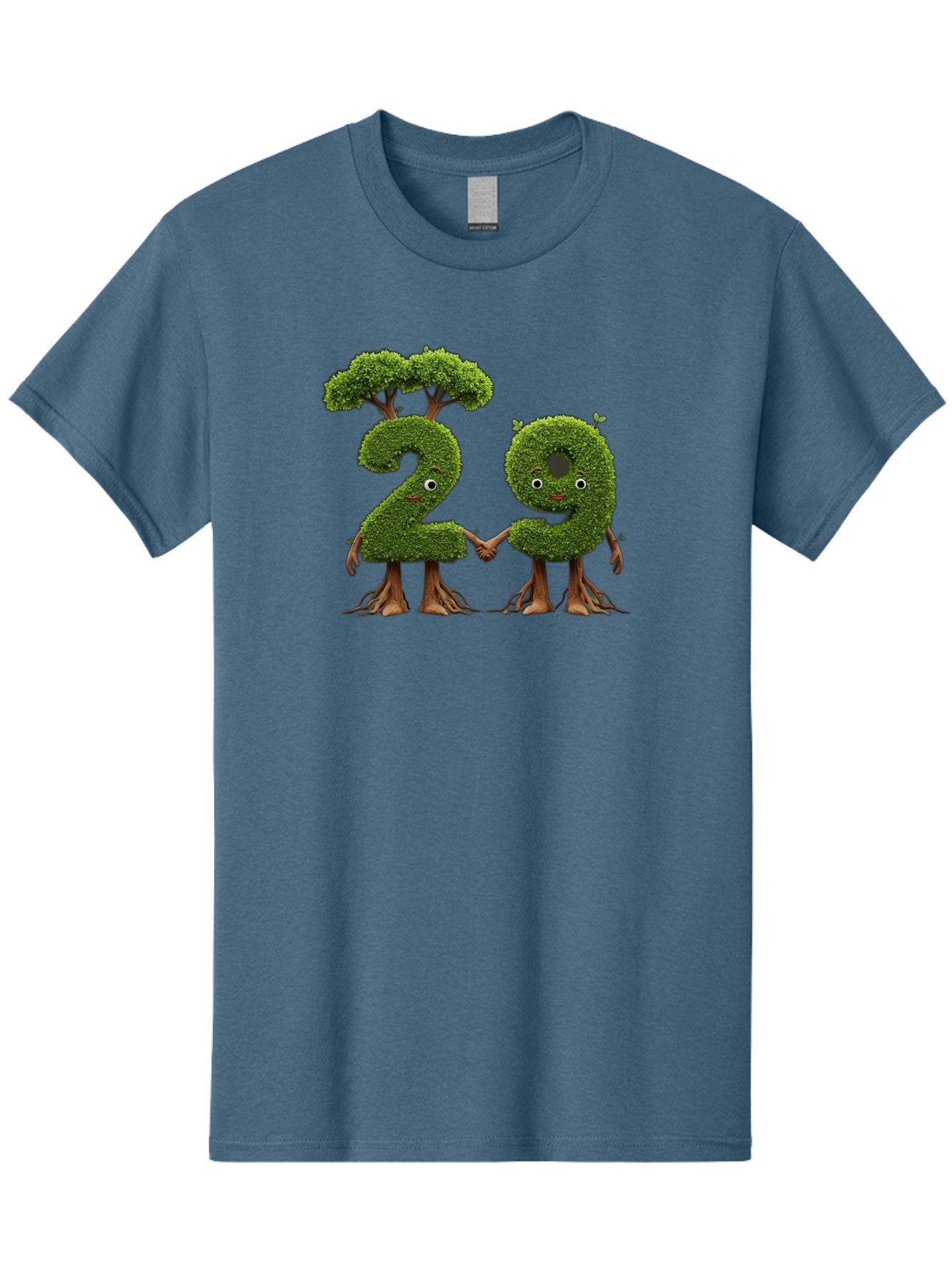 20 Men'S Graphic Tee, 100% Cotton, Comfortable Casual Summer Wear, Machine Washable, Topiary Numbers, Hand In Hand, Numbers 2 And 4, Foliage Characters, Leafy Figures, Green Numbers, Happy Faces, Whimsical Design, Nature-Inspired Art, Bab612 3