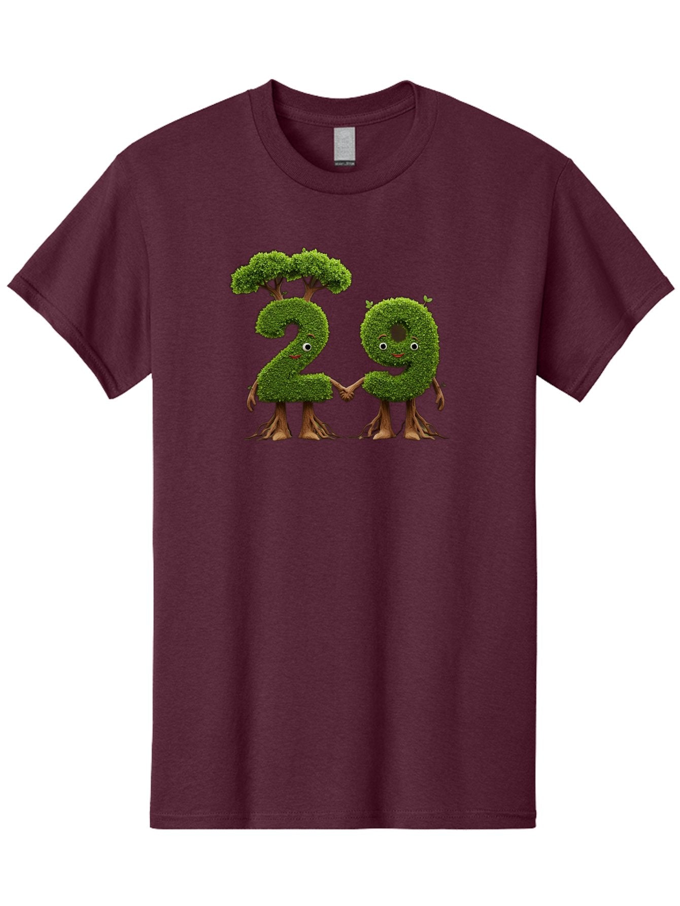 20 Men'S Graphic Tee, 100% Cotton, Comfortable Casual Summer Wear, Machine Washable, Topiary Numbers, Hand In Hand, Numbers 2 And 4, Foliage Characters, Leafy Figures, Green Numbers, Happy Faces, Whimsical Design, Nature-Inspired Art, Bab612 7