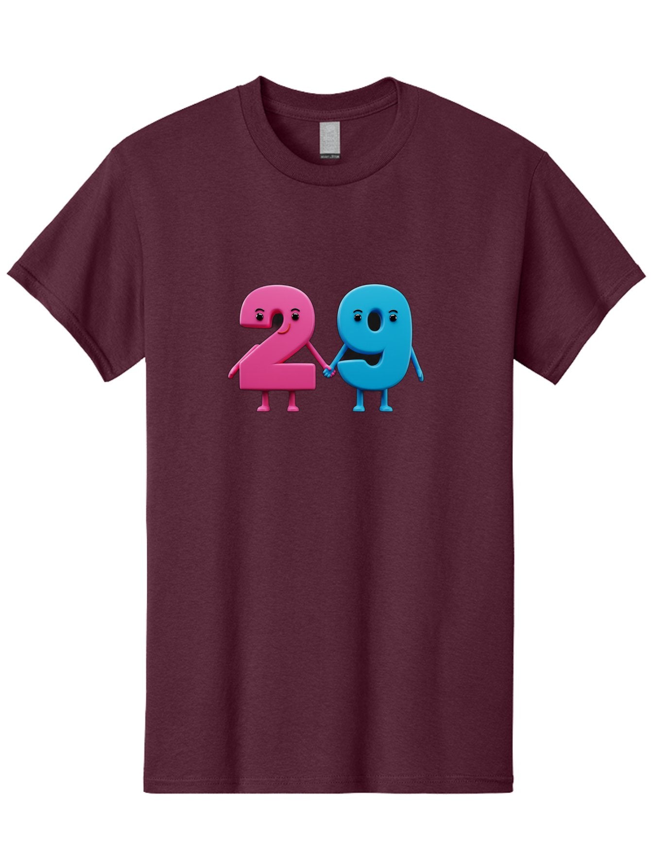 21 Men'S Graphic Tee, 100% Cotton, Comfortable Casual Summer Wear, Machine Washable, Cartoon Numbers 2 And 1, Pink And Blue Characters, Holding Hands, Smiling Faces, Friendly, Cute, Animated, Numbers With Personality, Digital Illustration, Bab613 6
