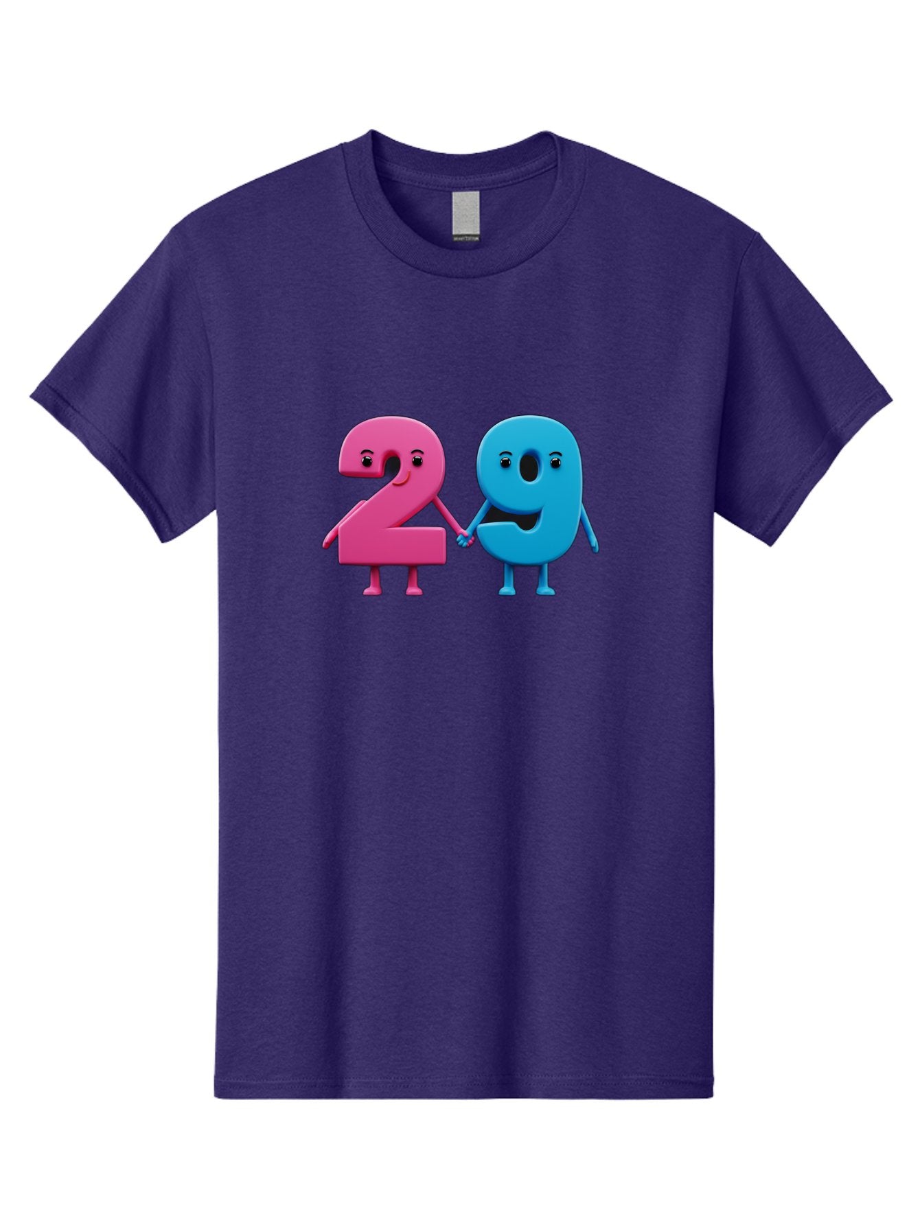 21 Men'S Graphic Tee, 100% Cotton, Comfortable Casual Summer Wear, Machine Washable, Cartoon Numbers 2 And 1, Pink And Blue Characters, Holding Hands, Smiling Faces, Friendly, Cute, Animated, Numbers With Personality, Digital Illustration, Bab613 14