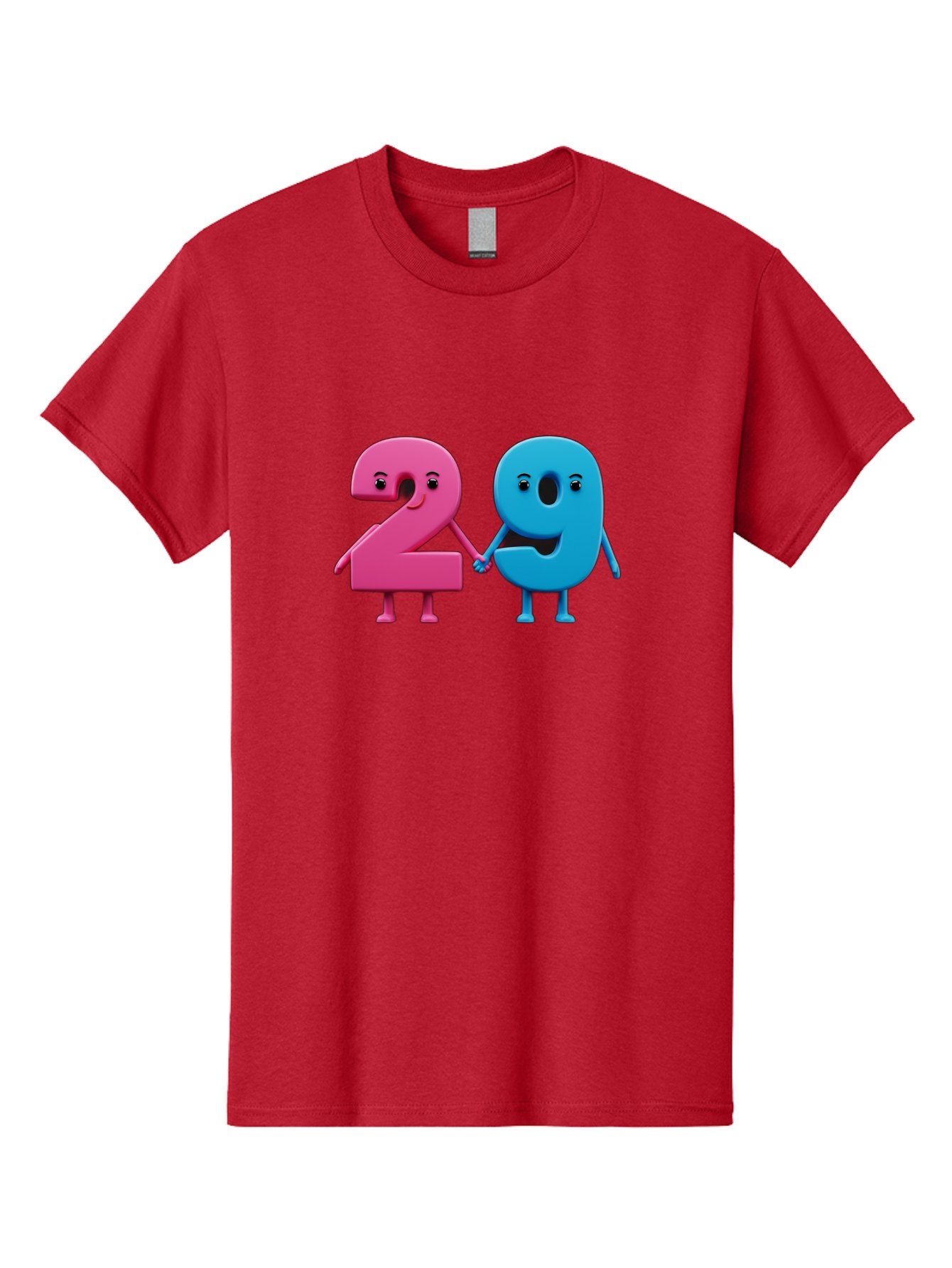 21 Men'S Graphic Tee, 100% Cotton, Comfortable Casual Summer Wear, Machine Washable, Cartoon Numbers 2 And 1, Pink And Blue Characters, Holding Hands, Smiling Faces, Friendly, Cute, Animated, Numbers With Personality, Digital Illustration, Bab613 10