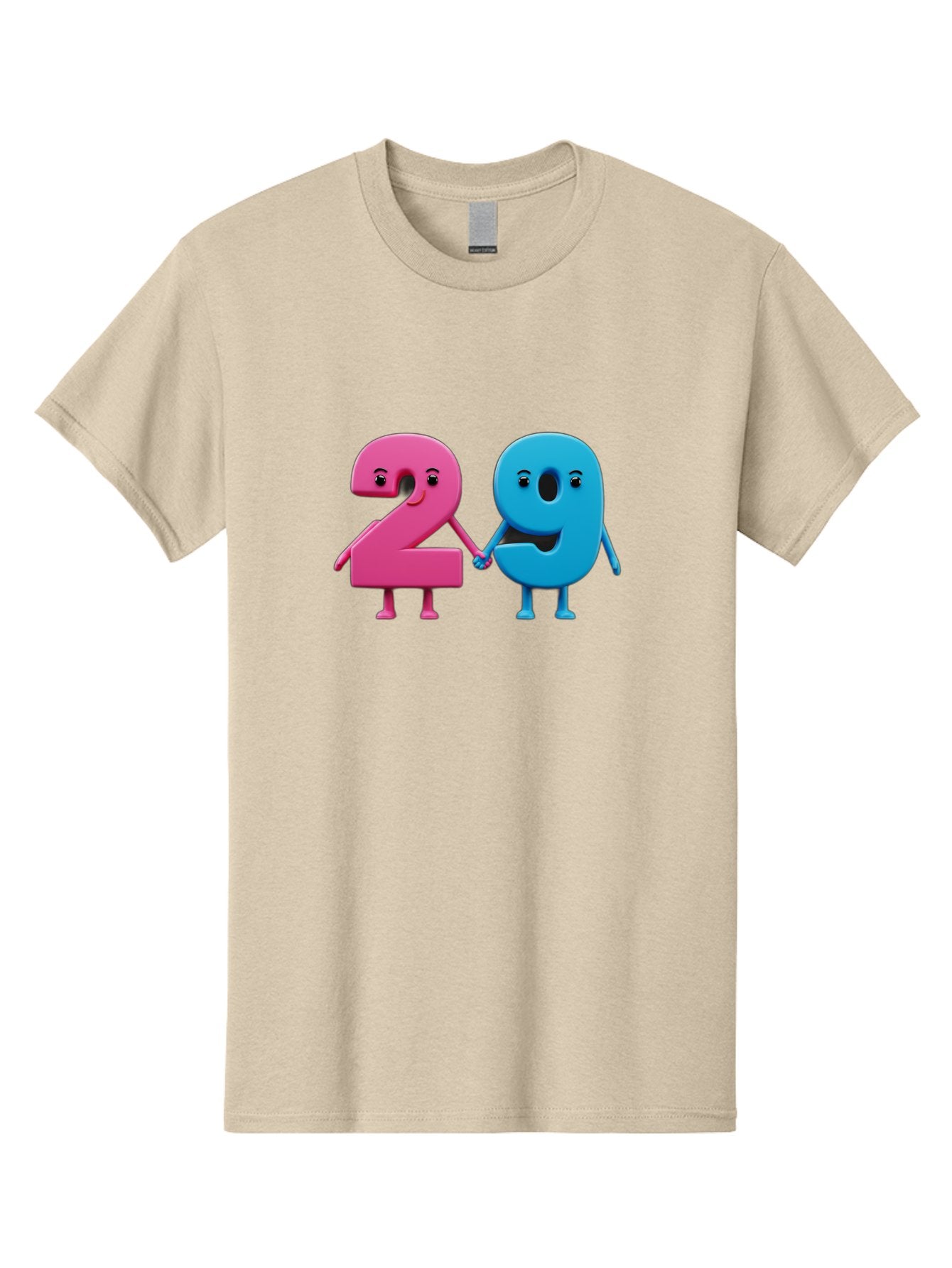 21 Men'S Graphic Tee, 100% Cotton, Comfortable Casual Summer Wear, Machine Washable, Cartoon Numbers 2 And 1, Pink And Blue Characters, Holding Hands, Smiling Faces, Friendly, Cute, Animated, Numbers With Personality, Digital Illustration, Bab613 8