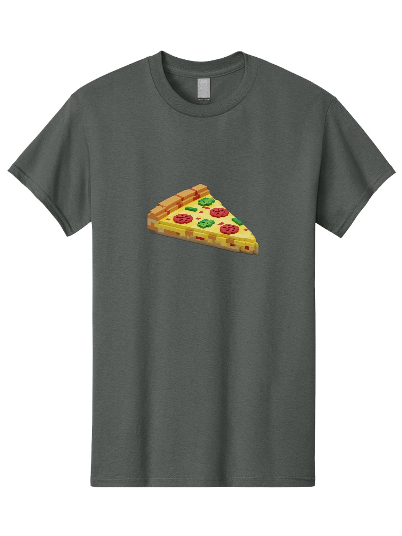 3D-Pizza-Slice Men'S Graphic Tee, 100% Cotton, Comfortable Casual Summer Wear, Machine Washable, Pixel Art, Pizza Slice, 3D Graphics, Pepperoni Pizza, Green Peppers, Yellow Crust, Red Toppings, Digital Illustration, Blocky Texture, Bab615 13