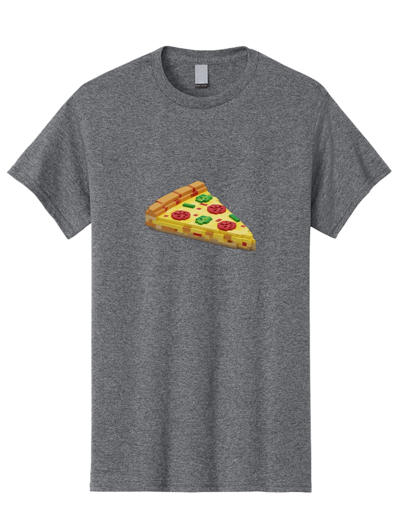 3D-Pizza-Slice Men'S Graphic Tee, 100% Cotton, Comfortable Casual Summer Wear, Machine Washable, Pixel Art, Pizza Slice, 3D Graphics, Pepperoni Pizza, Green Peppers, Yellow Crust, Red Toppings, Digital Illustration, Blocky Texture, Bab615 12