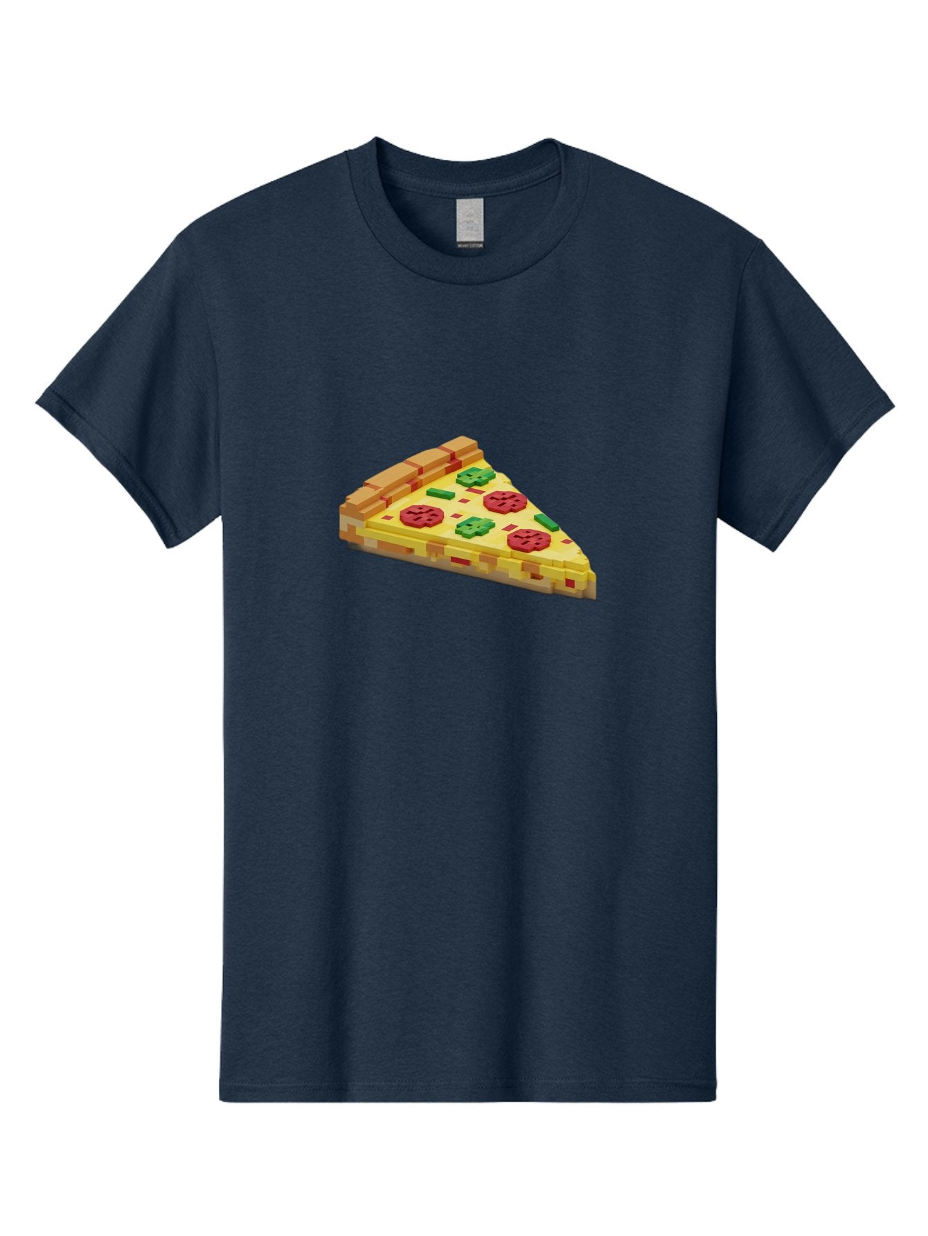 3D-Pizza-Slice Men'S Graphic Tee, 100% Cotton, Comfortable Casual Summer Wear, Machine Washable, Pixel Art, Pizza Slice, 3D Graphics, Pepperoni Pizza, Green Peppers, Yellow Crust, Red Toppings, Digital Illustration, Blocky Texture, Bab615 9